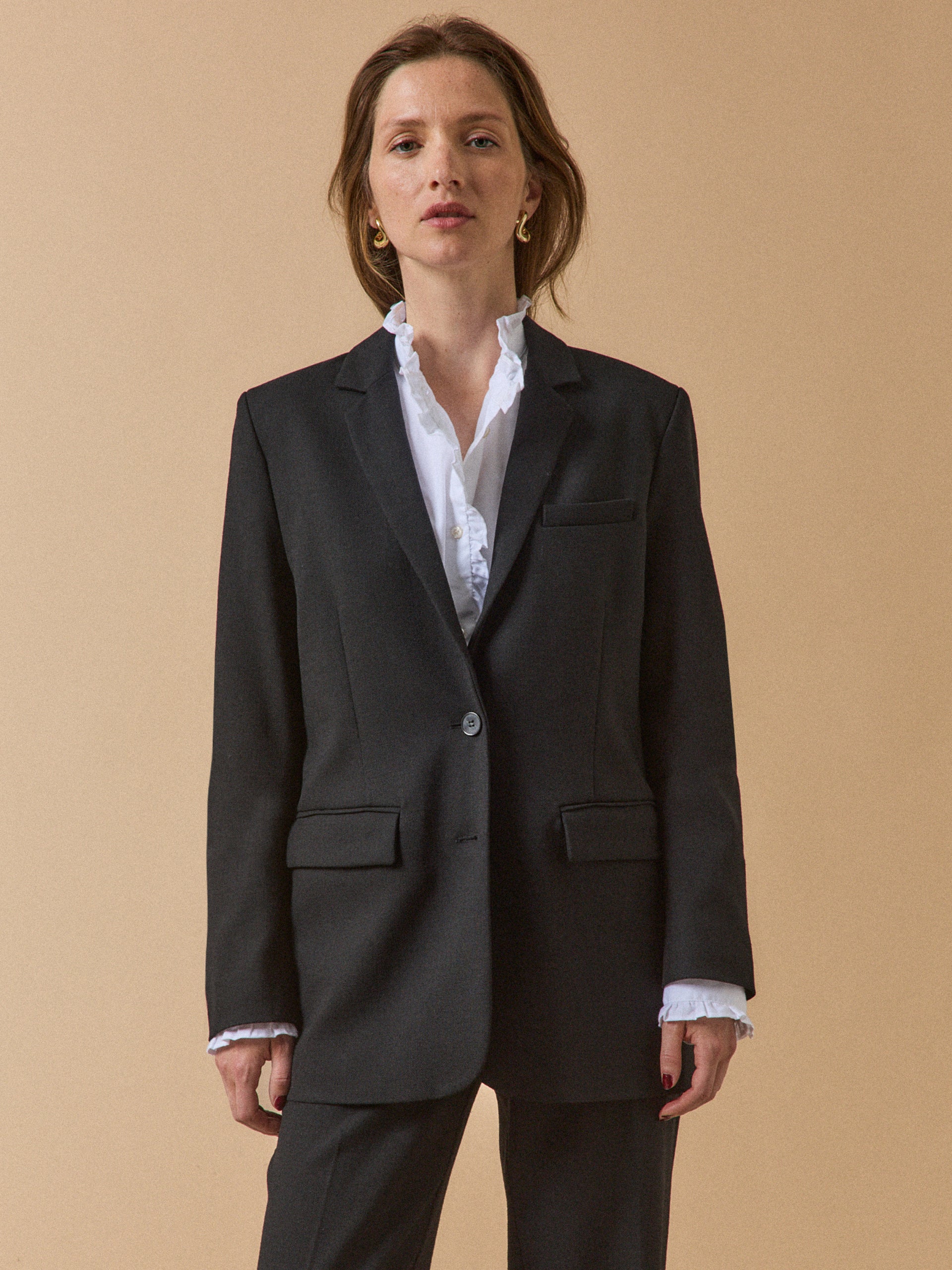 Damen-Blazer aus einfarbigem Twill