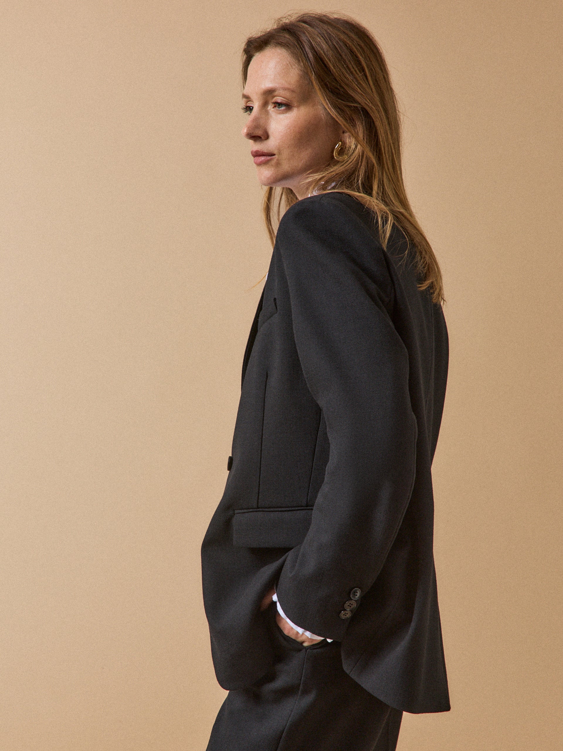 Damen-Blazer aus einfarbigem Twill