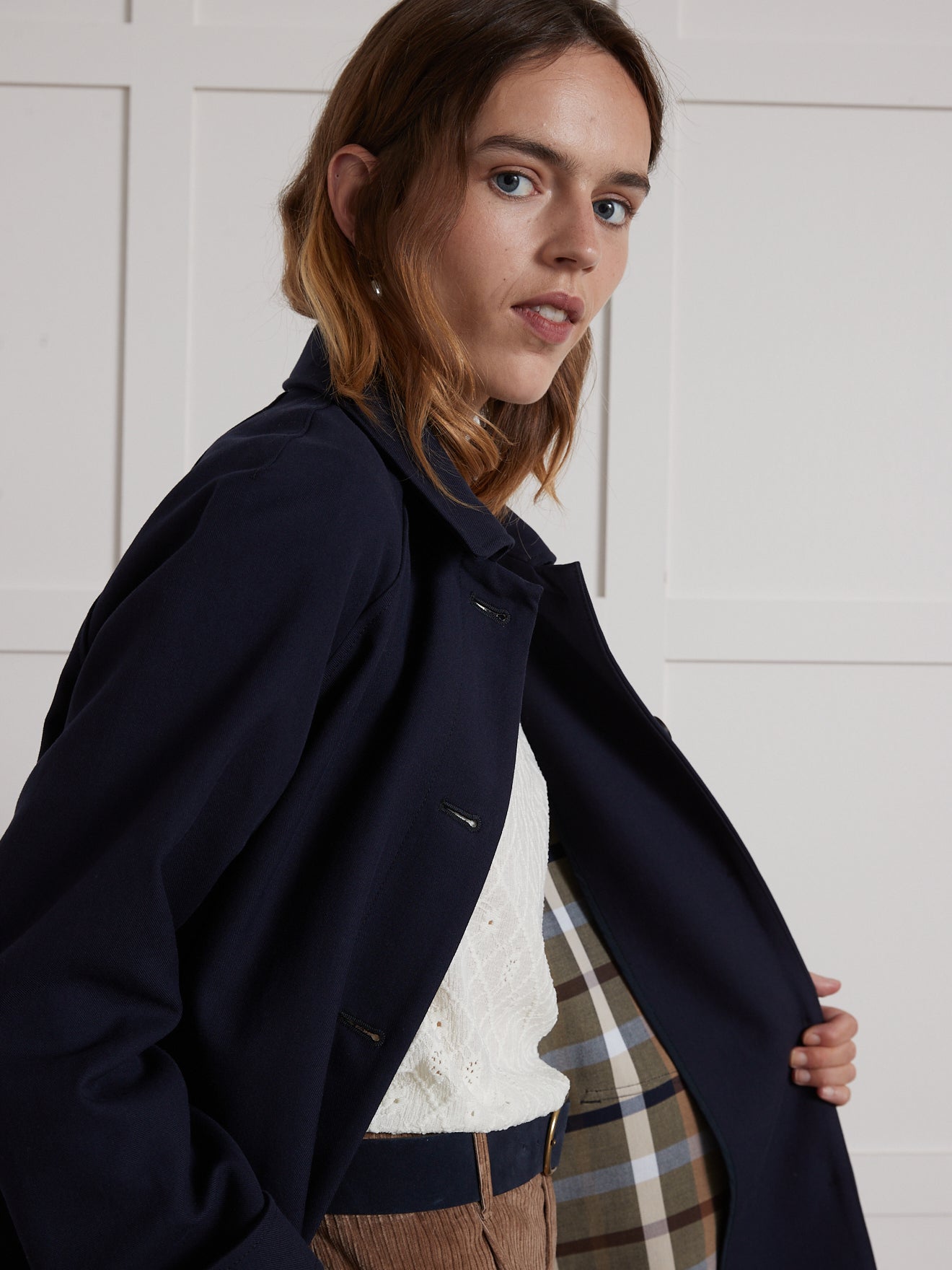 Damen Car Coat-Mantel aus zweiseitigem Tuch