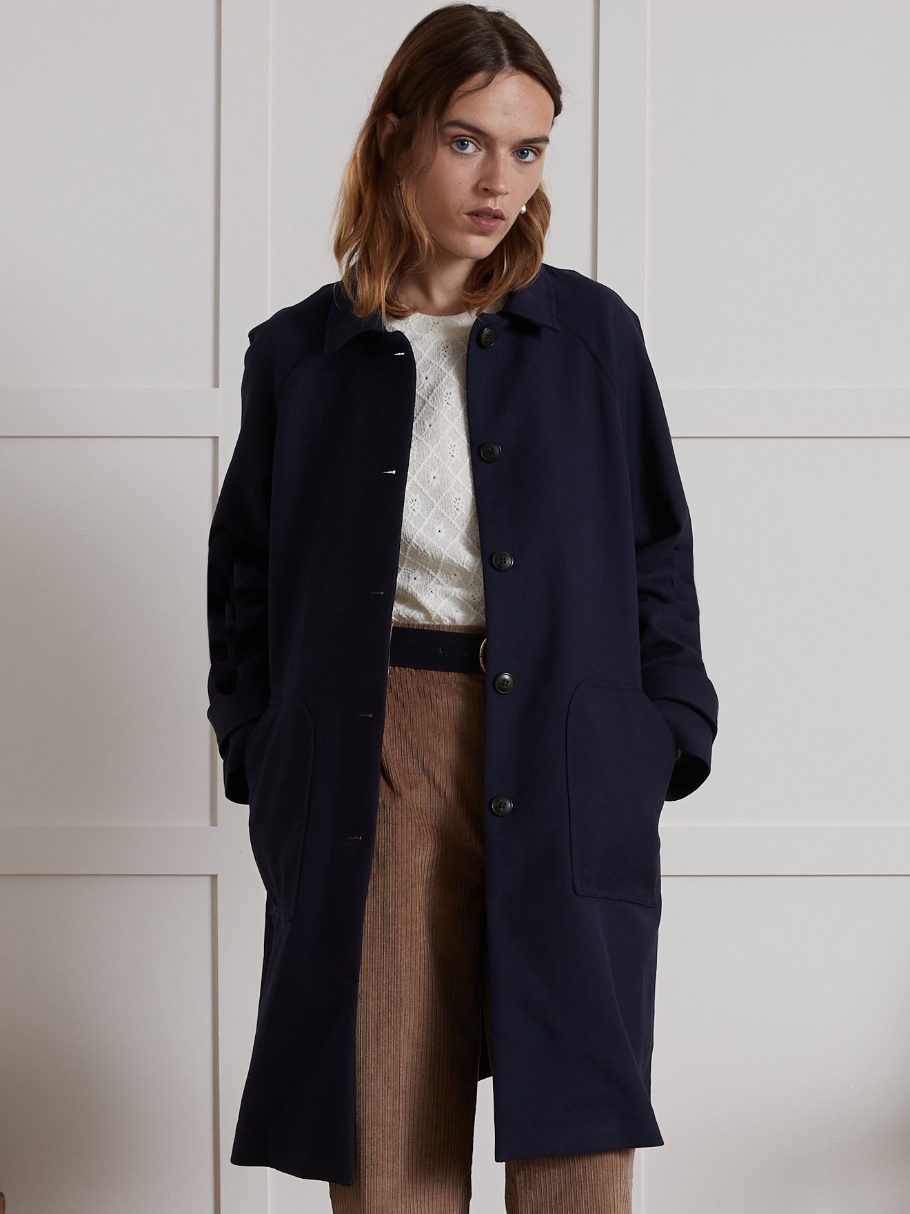 Damen Car Coat-Mantel aus zweiseitigem Tuch