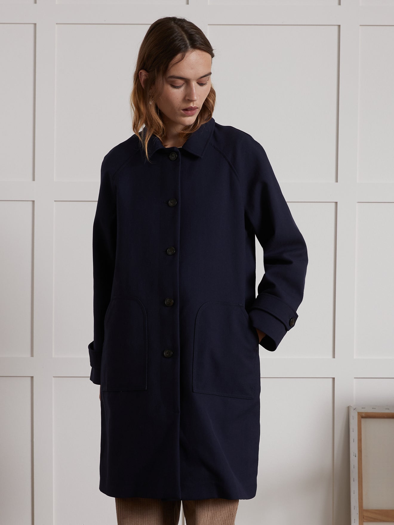 Damen Car Coat-Mantel aus zweiseitigem Tuch