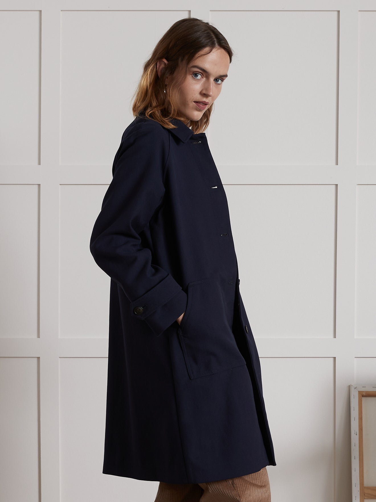 Damen Car Coat-Mantel aus zweiseitigem Tuch