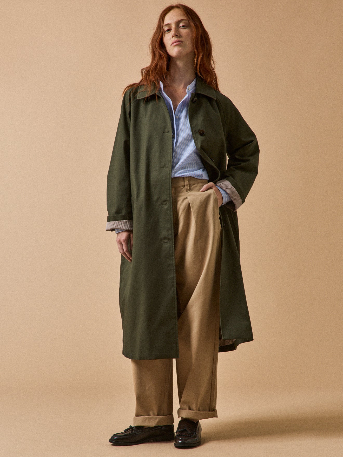 Gerader Damen-Trenchcoat aus Baumwolle