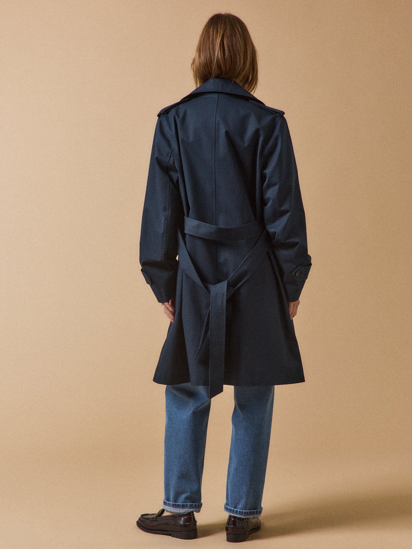 Langer Damen-Trenchcoat aus Bio-Baumwolle
