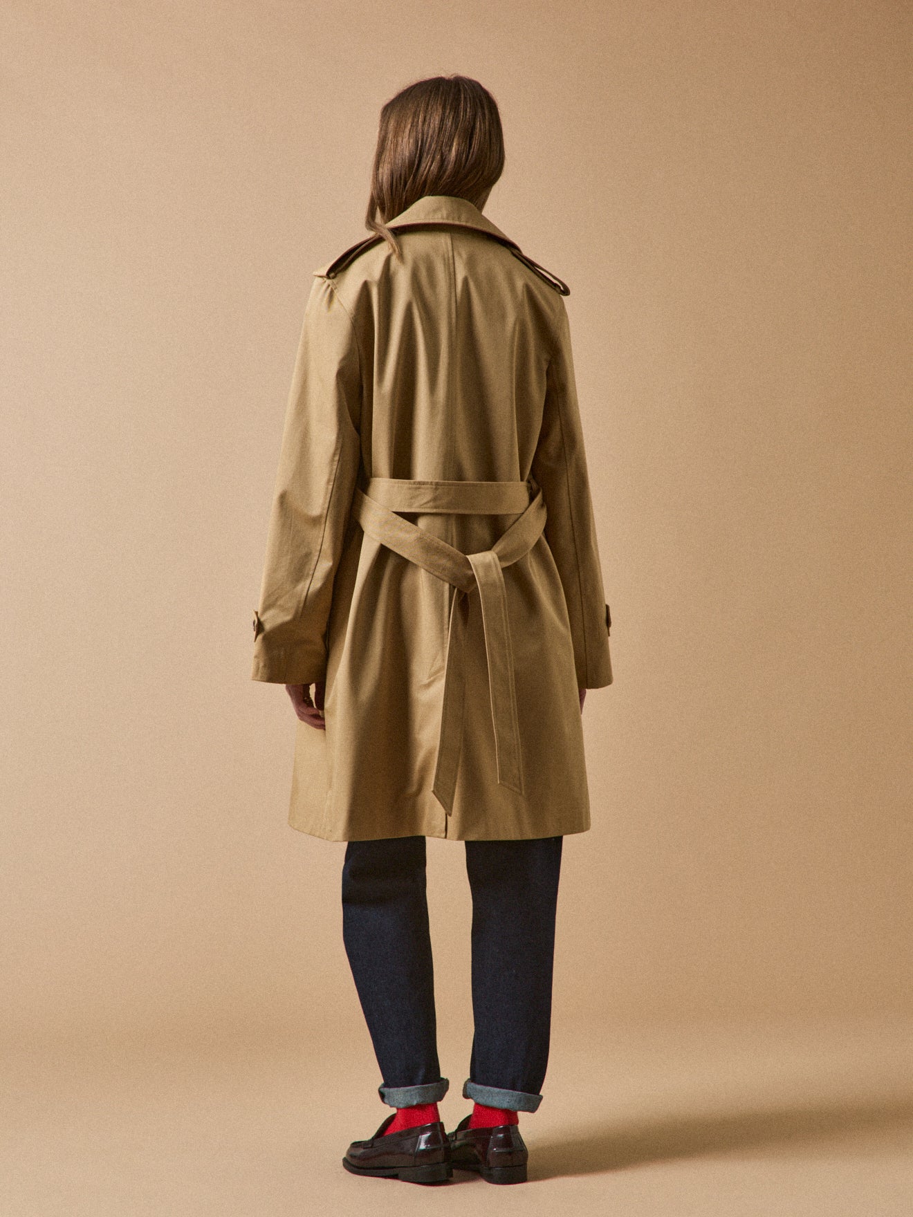 Langer Damen-Trenchcoat aus Bio-Baumwolle