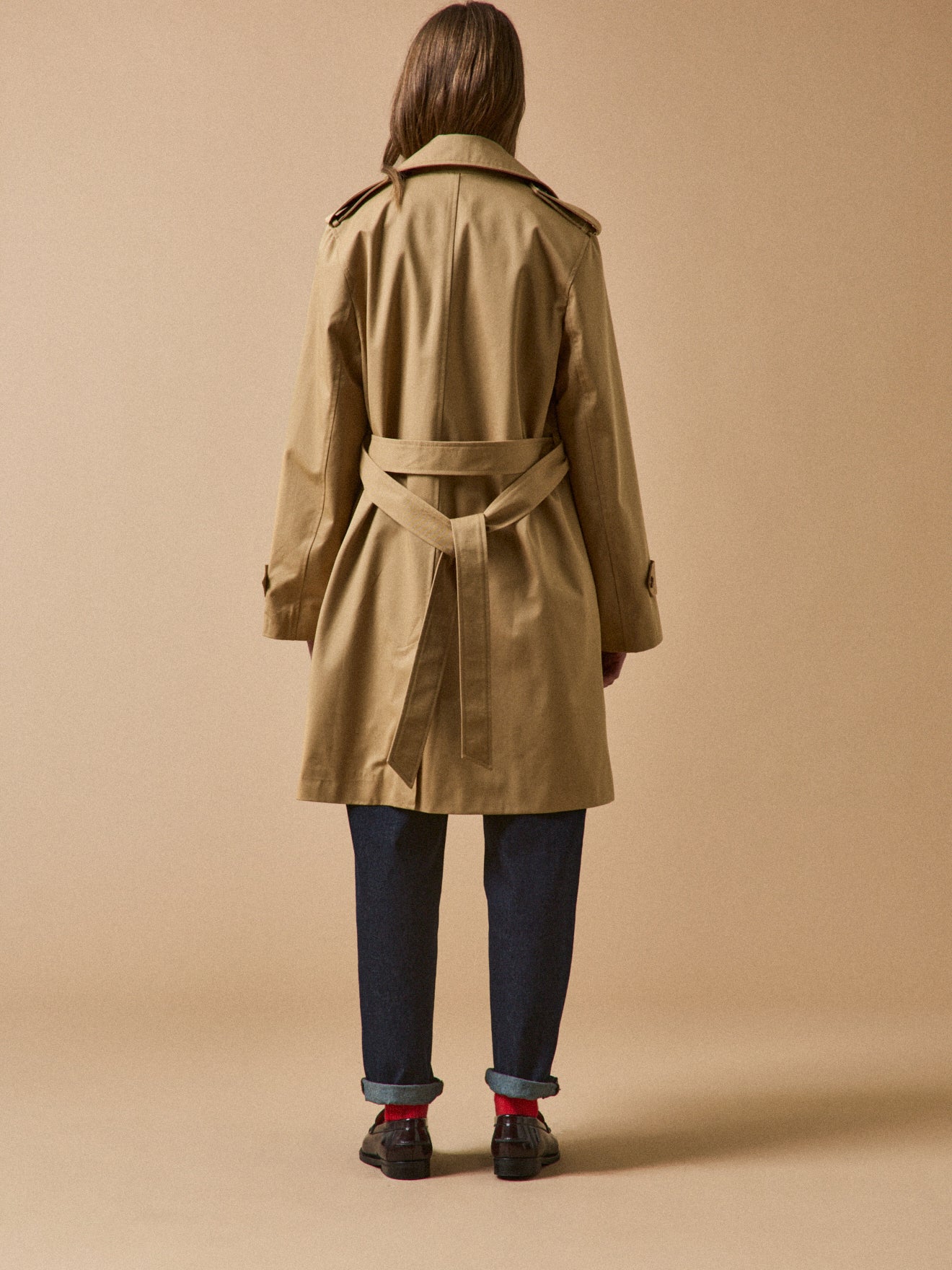 Langer Damen-Trenchcoat aus Bio-Baumwolle
