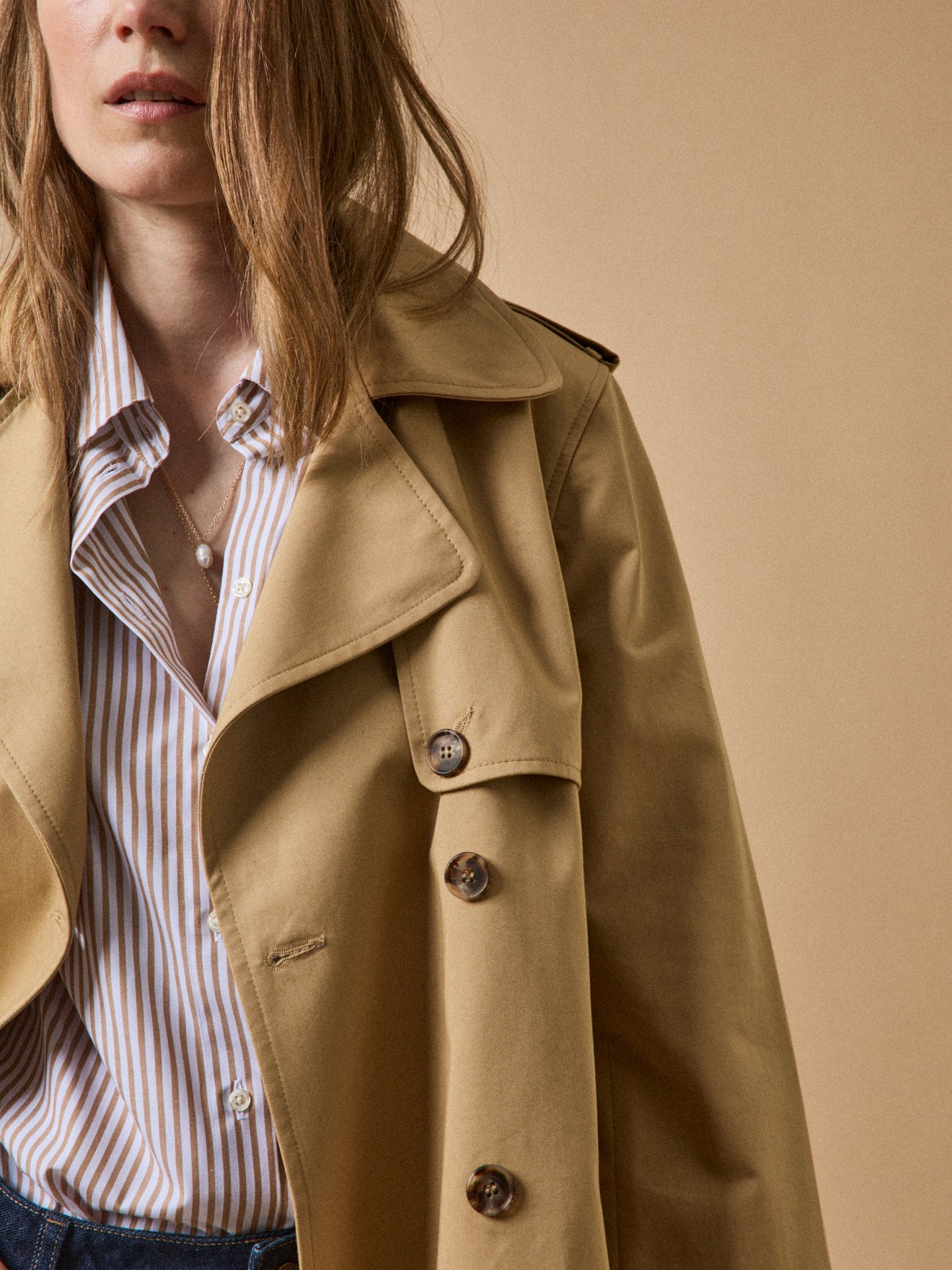 Langer Damen-Trenchcoat aus Bio-Baumwolle