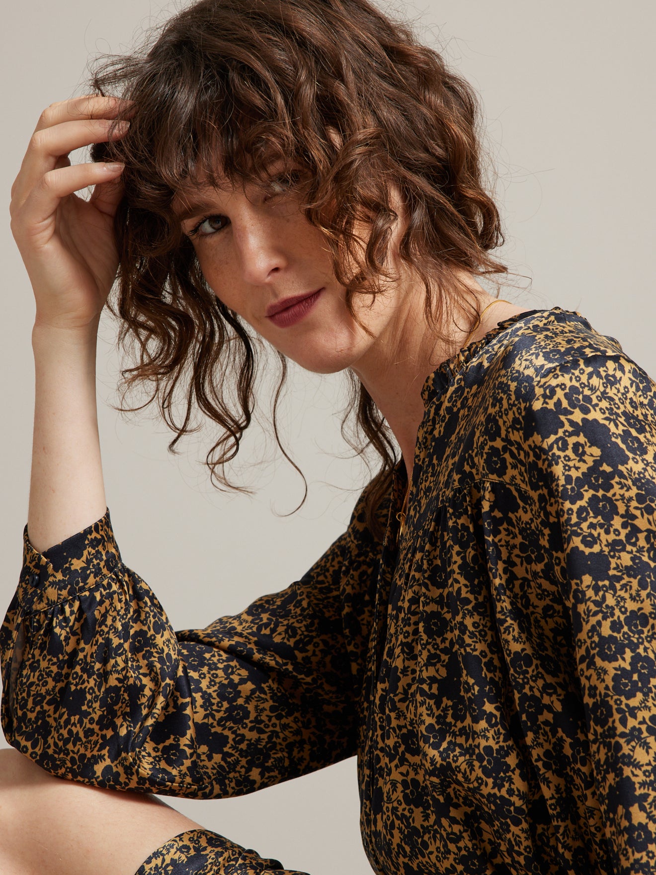 Halblanges Damenkleid mit Éléonore-Print