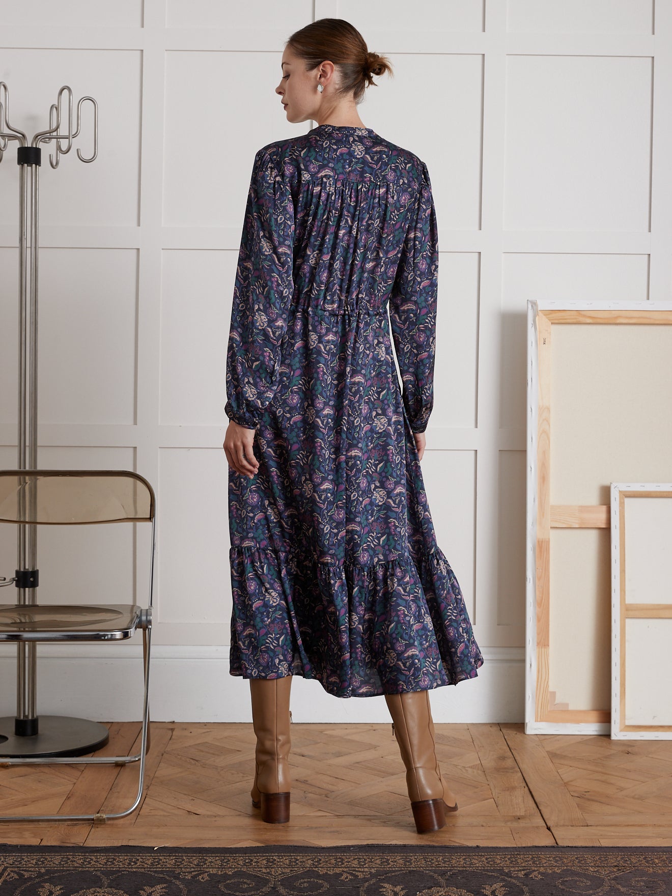 Langes Damenkleid mit Botania-Print von Pablo Piatti