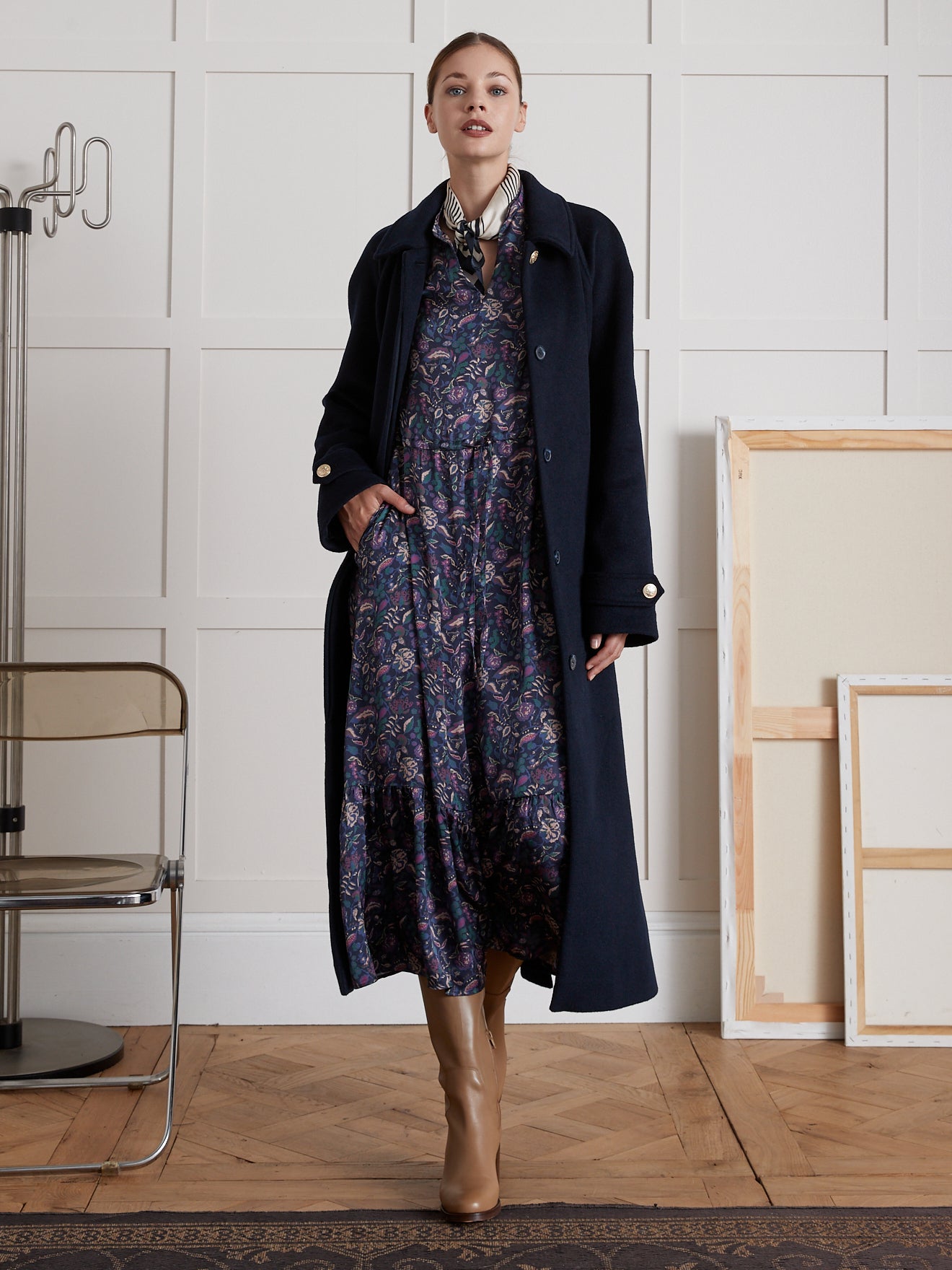 Langes Damenkleid mit Botania-Print von Pablo Piatti
