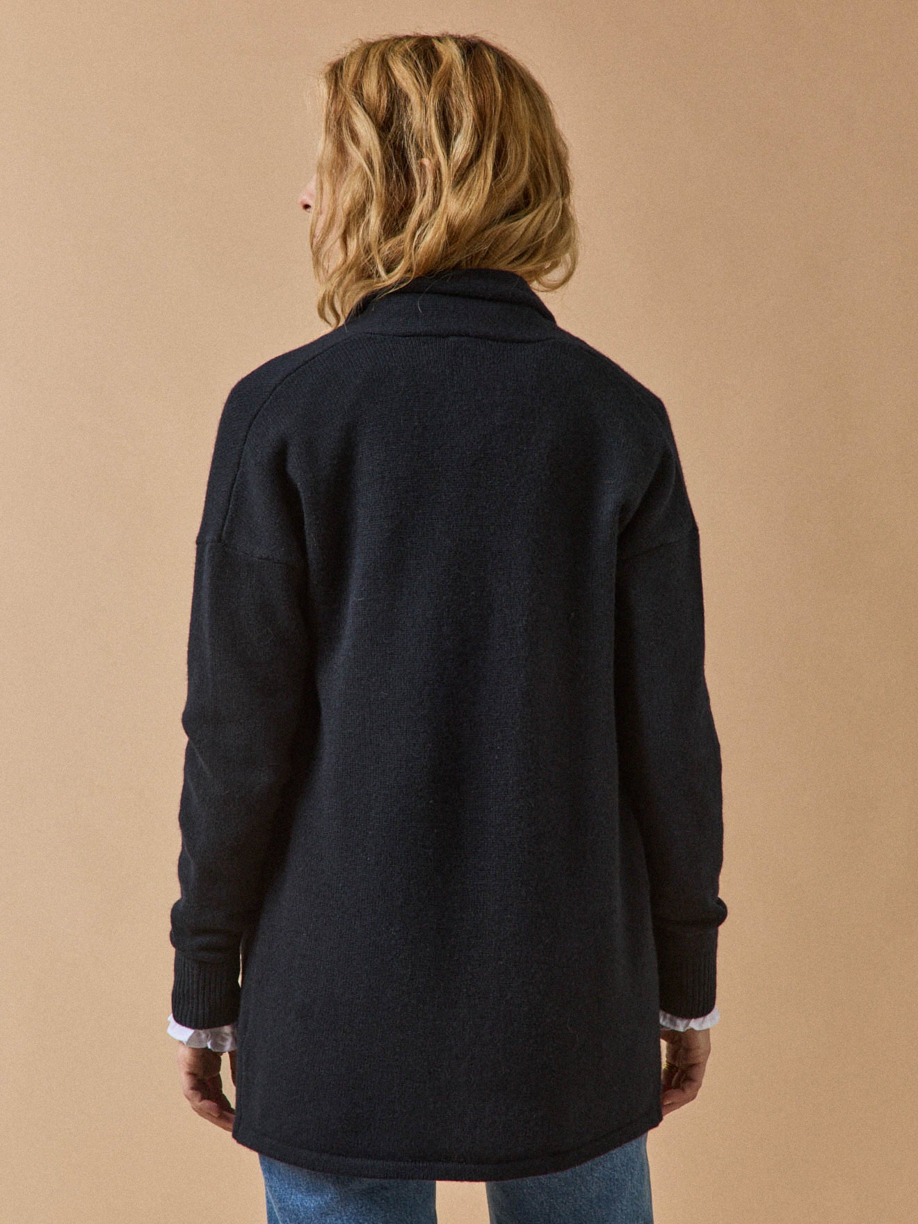 Damen-Cardigan aus Wolle und Cashmere mit Schalkragen