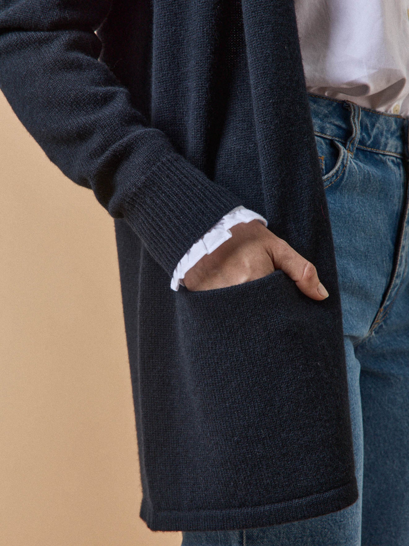 Damen-Cardigan aus Wolle und Cashmere mit Schalkragen