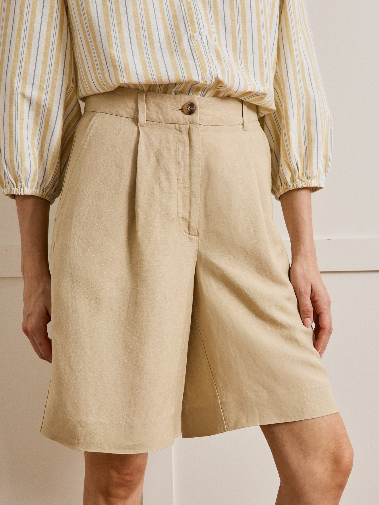 Damen-Bermudas aus Leinen und Viskose