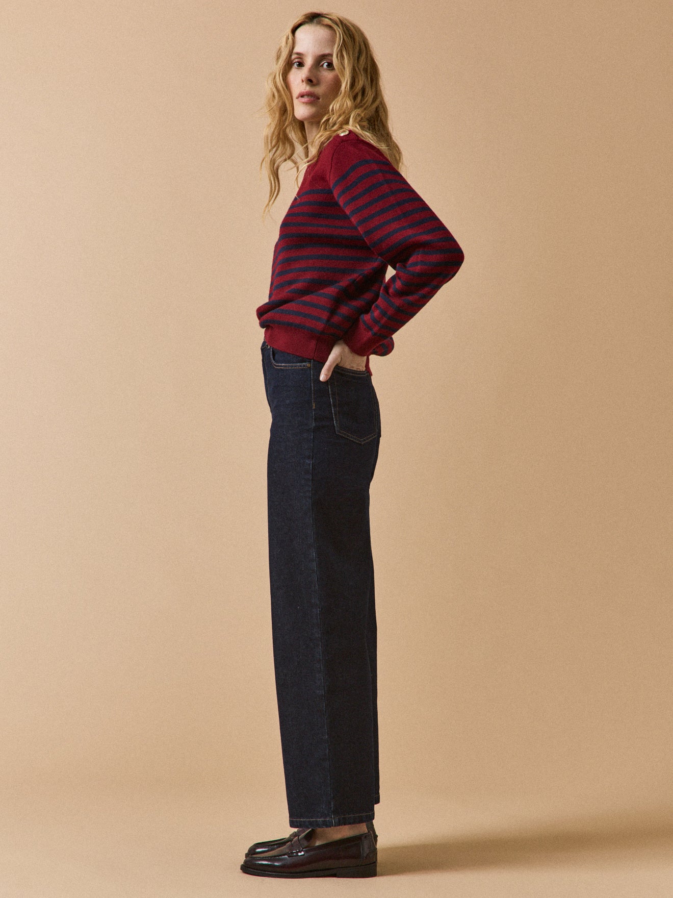 Damen-Jeans Émilie mit weitem Bein aus Bio-Baumwolle