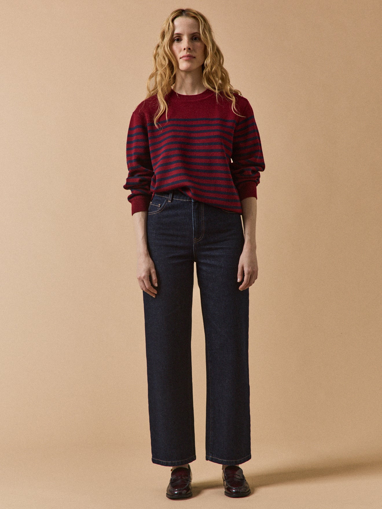 Damen-Jeans Émilie mit weitem Bein aus Bio-Baumwolle