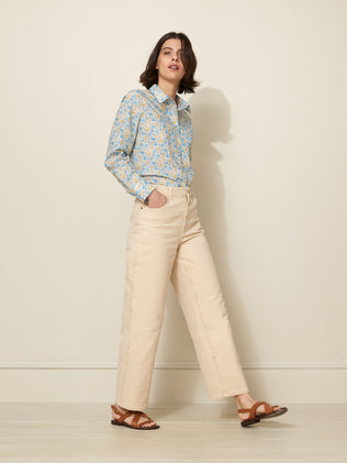 Damen-Jeans Émilie mit weitem Bein - Bio-Bamwolle, nachhaltig gewaschen