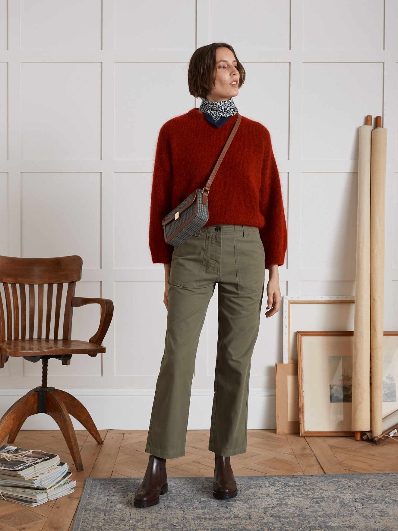 Damen-Cargohose aus Gabardine Léonie
