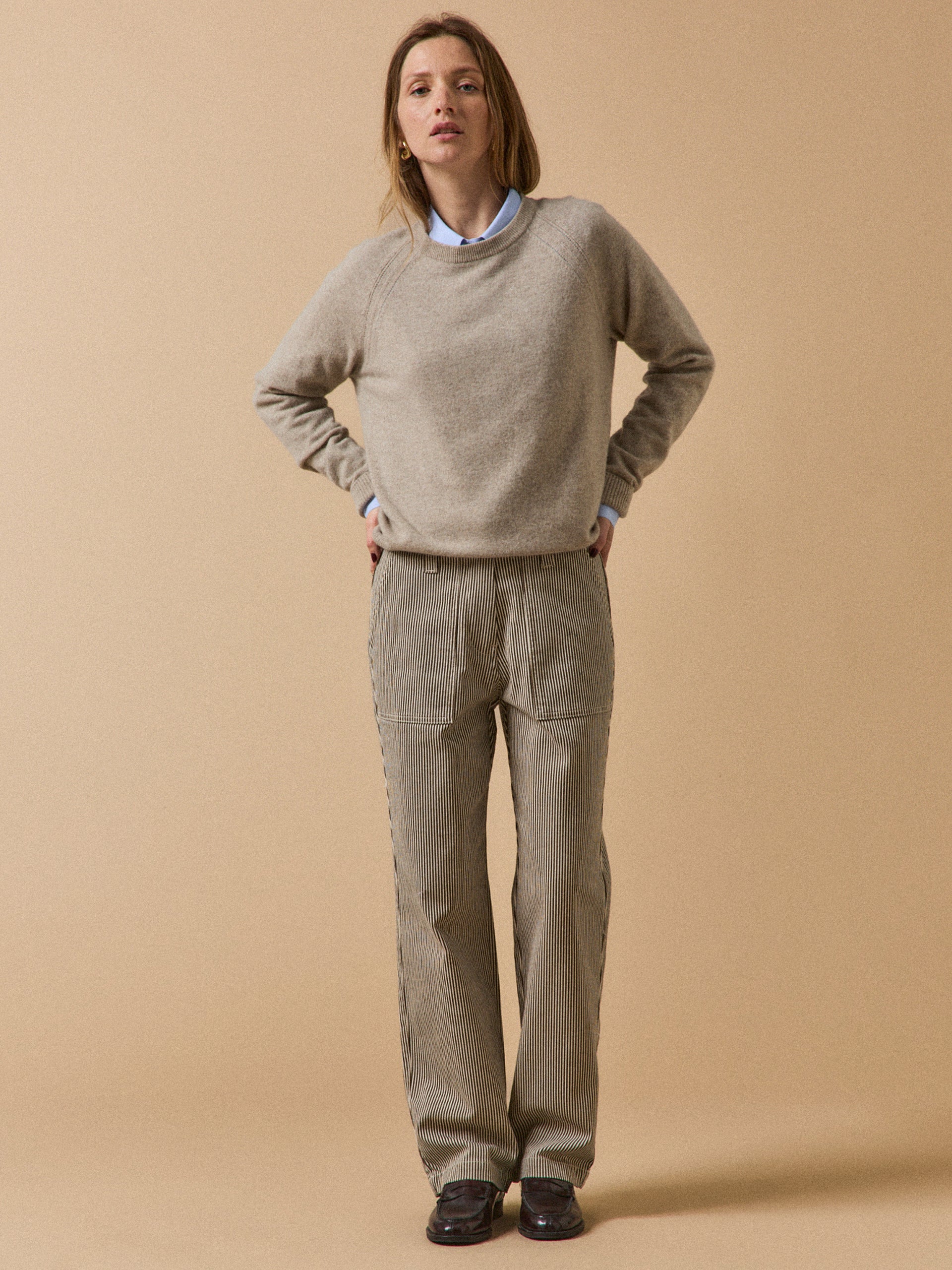 Gestreifte Damen-Cargohose Léonie