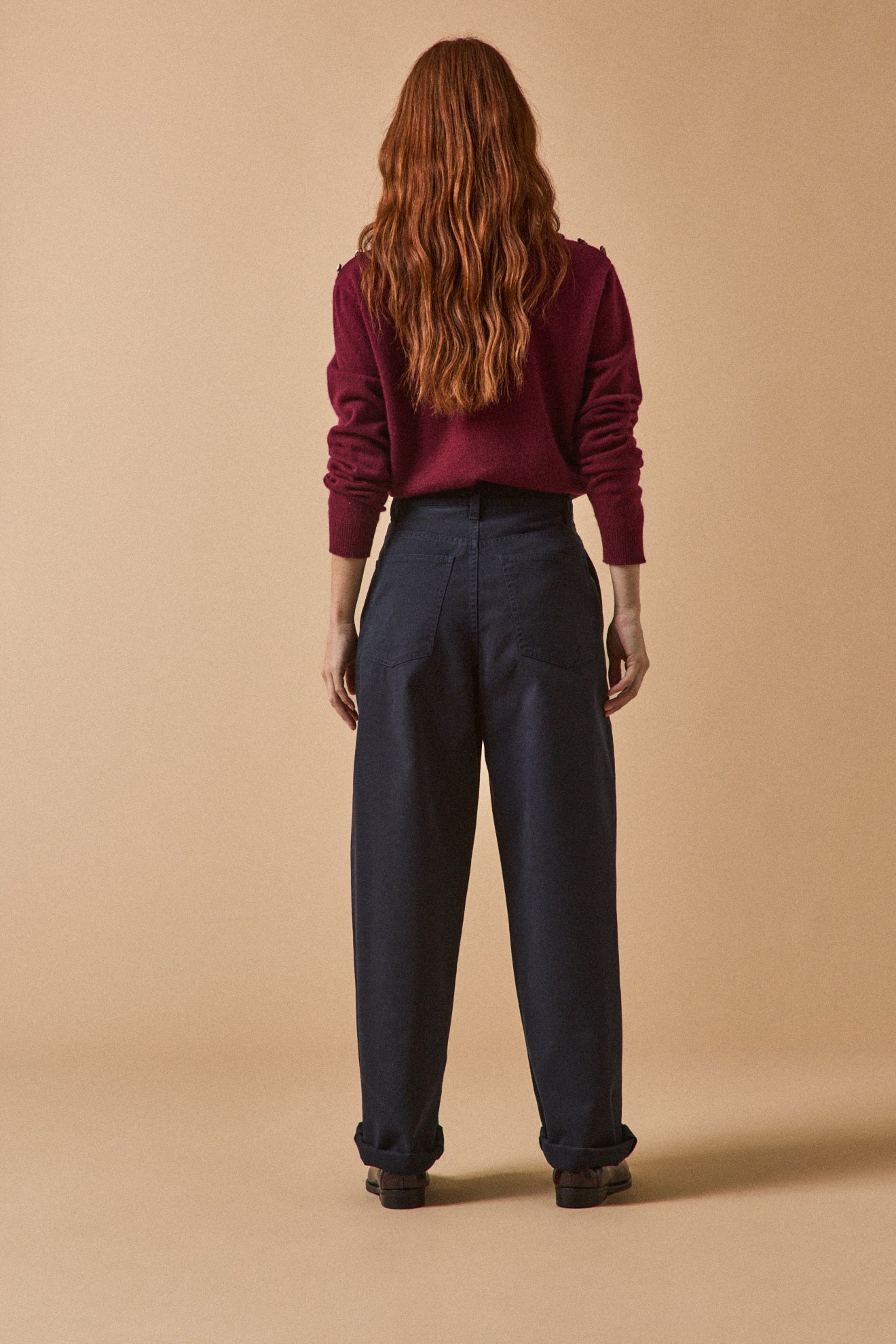 Gerade Damen-Karottenhose aus Baumwoll-Twill Céléstine