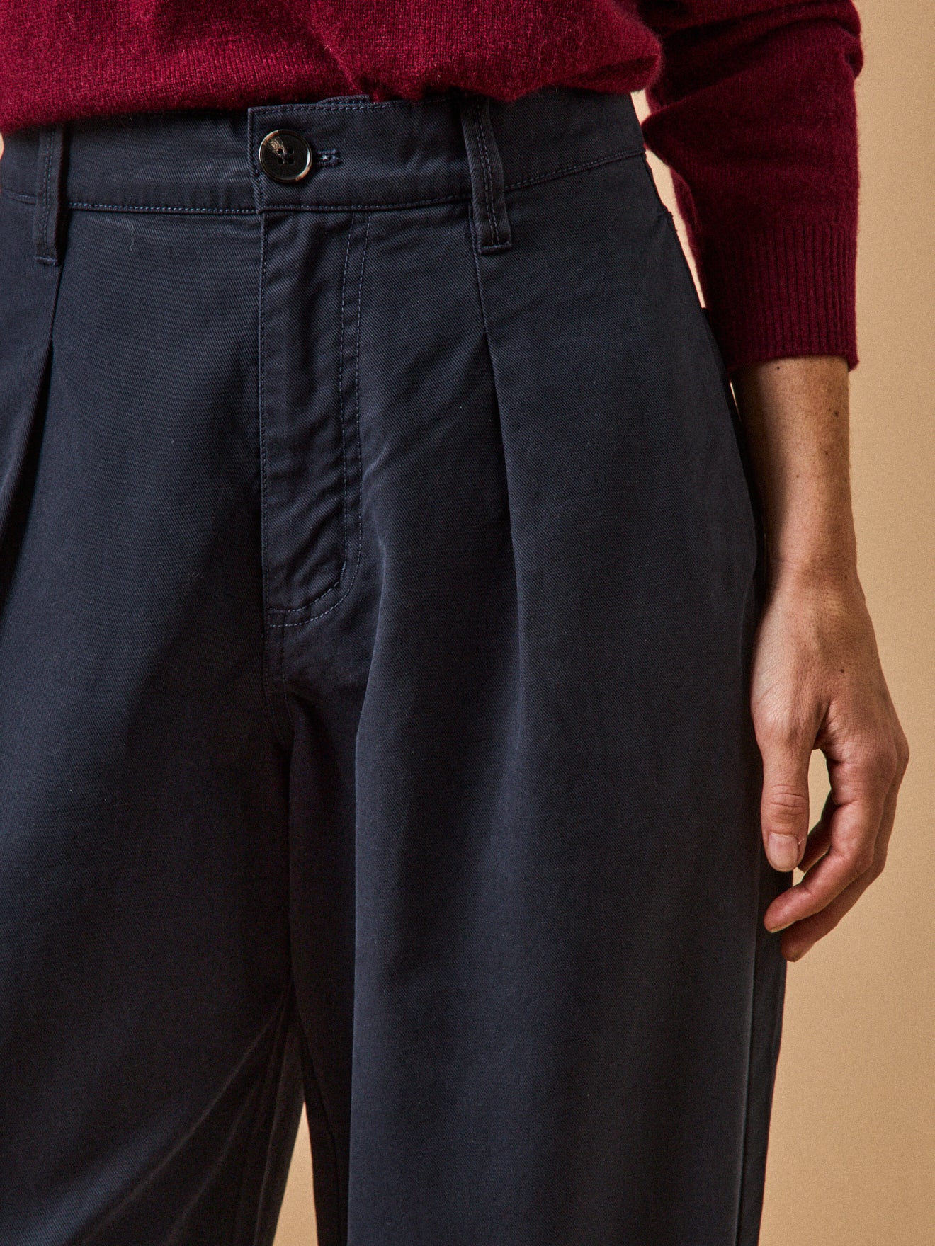 Gerade Damen-Karottenhose aus Baumwoll-Twill Céléstine