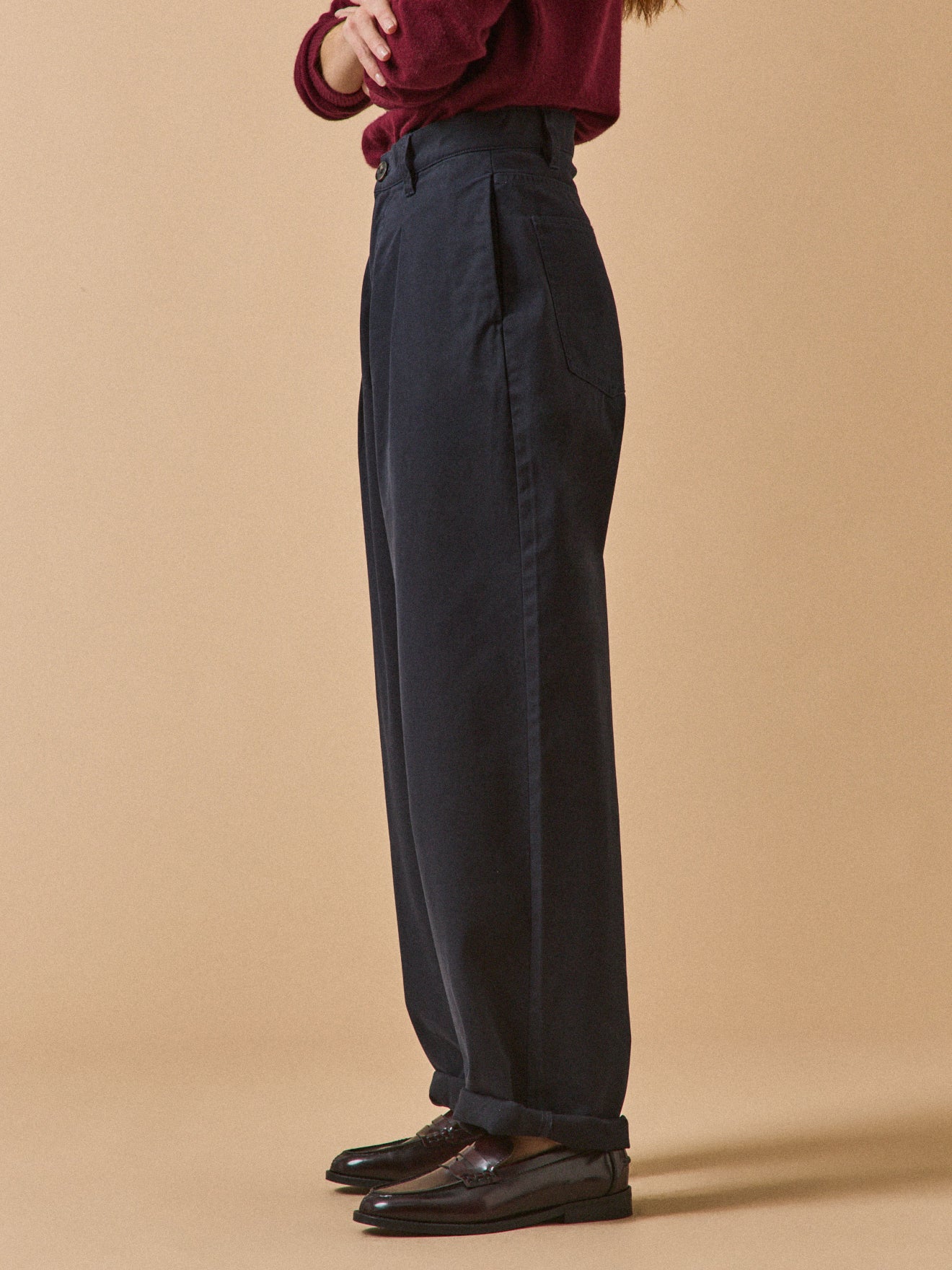 Gerade Damen-Karottenhose aus Baumwoll-Twill Céléstine