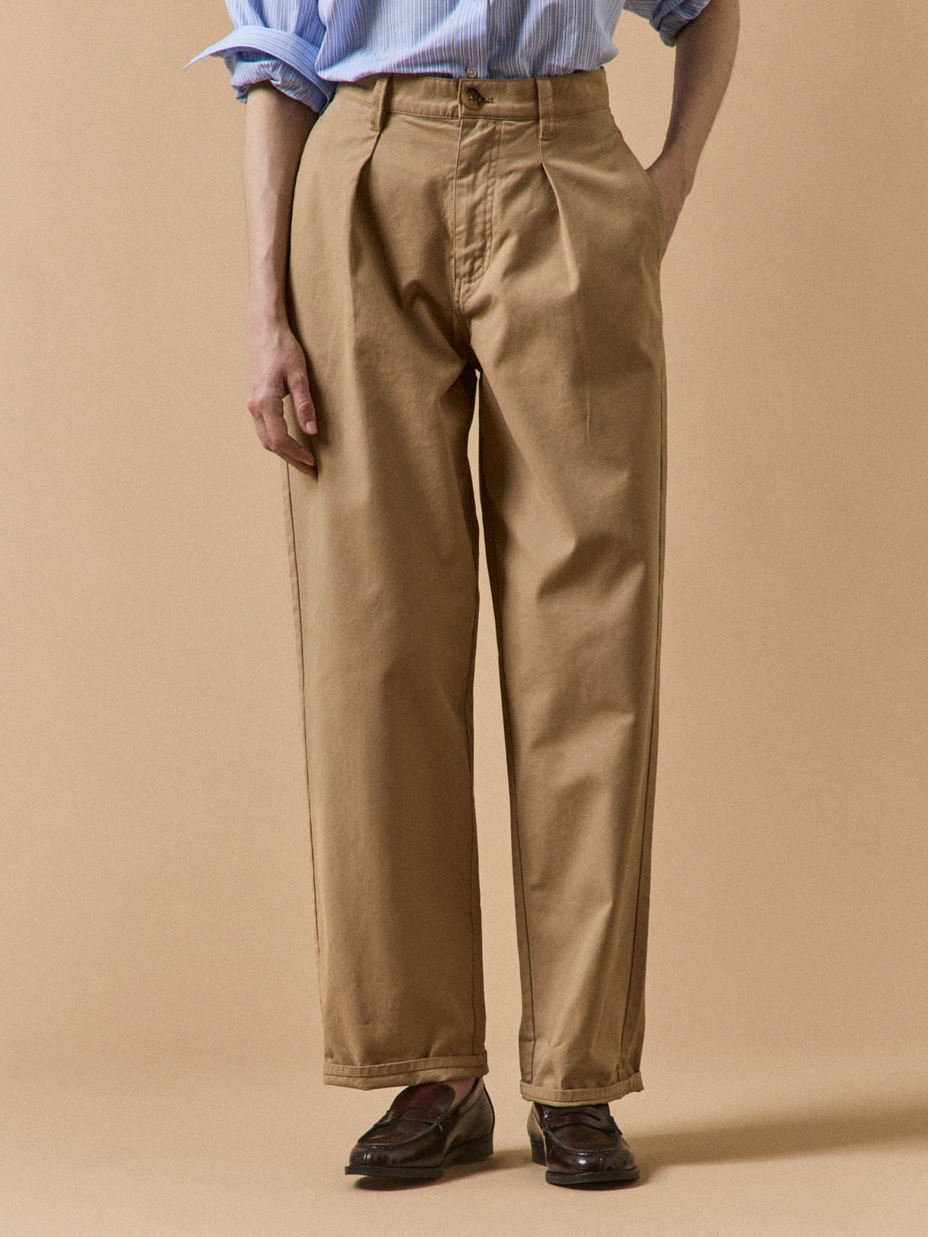 Gerade Damen-Karottenhose aus Baumwoll-Twill Céléstine