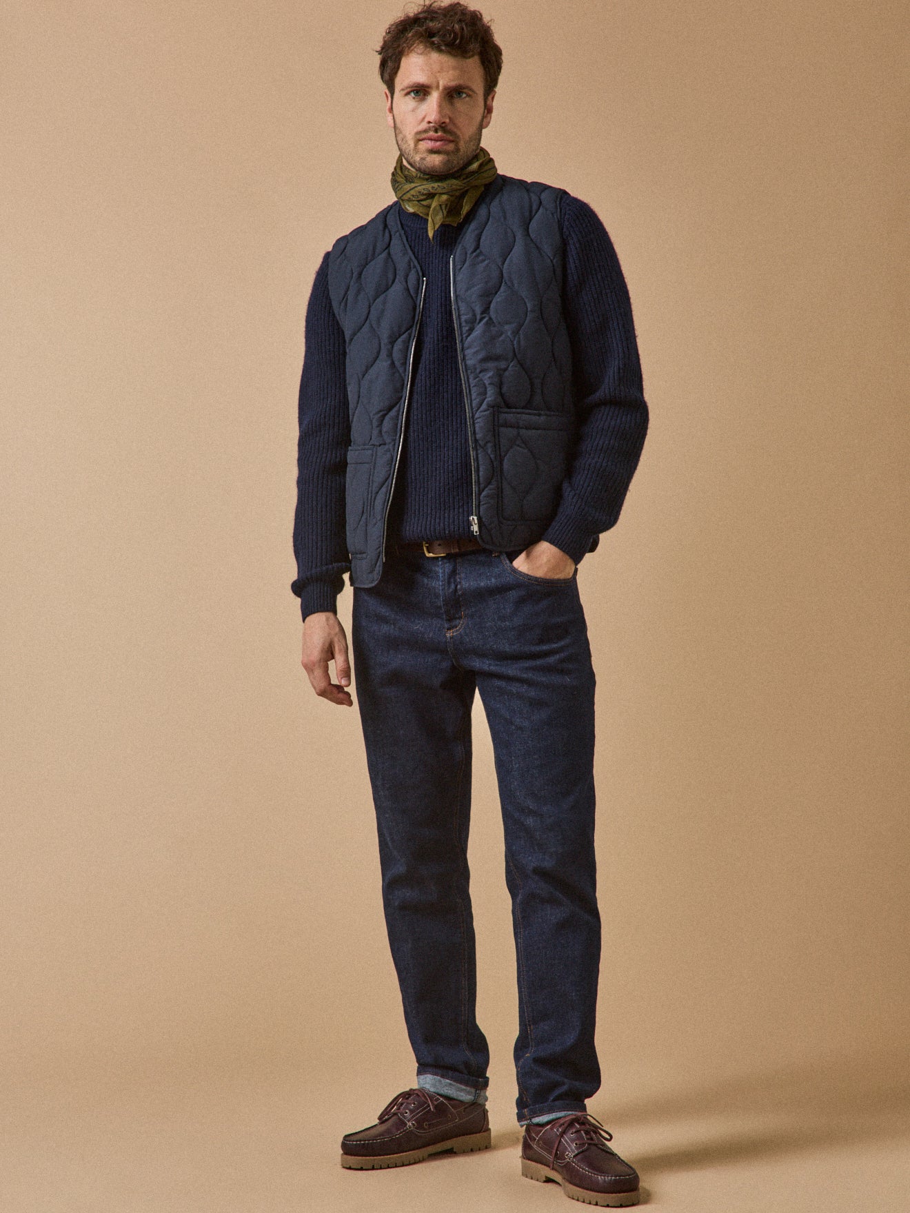 Ärmelloser Herren-Steppjacke mit Reißverschluss