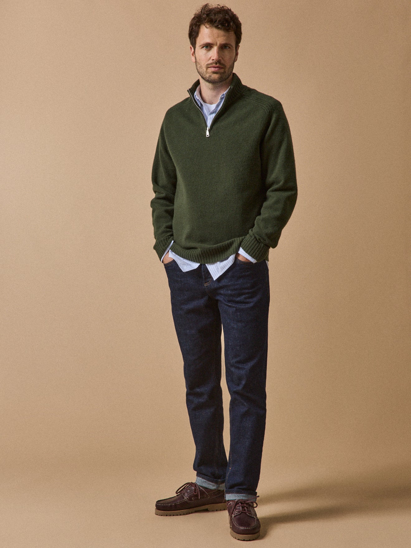 Herren-Pullover mit Stehkragen und Reißverschluss