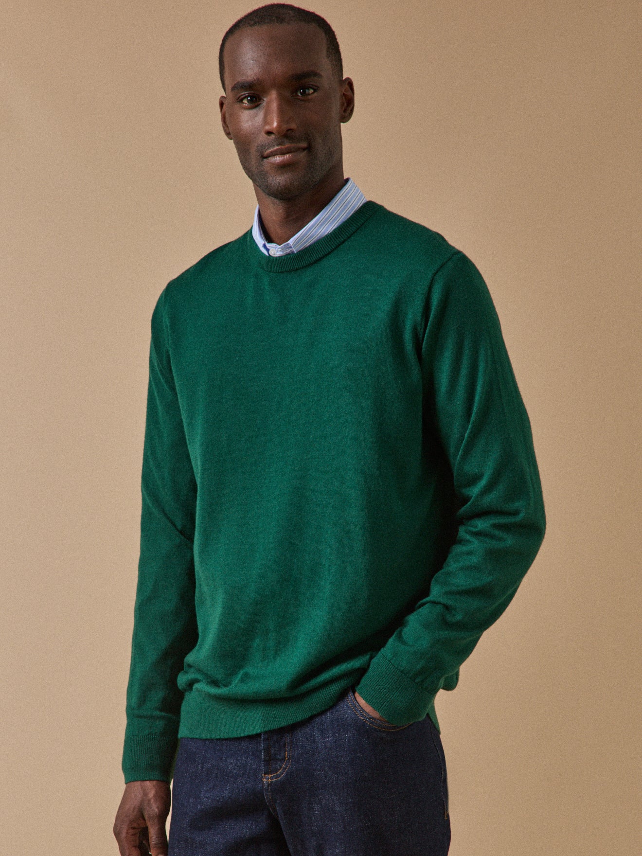 Herrenpullover aus Merinowolle mit rundem Halsausschnitt