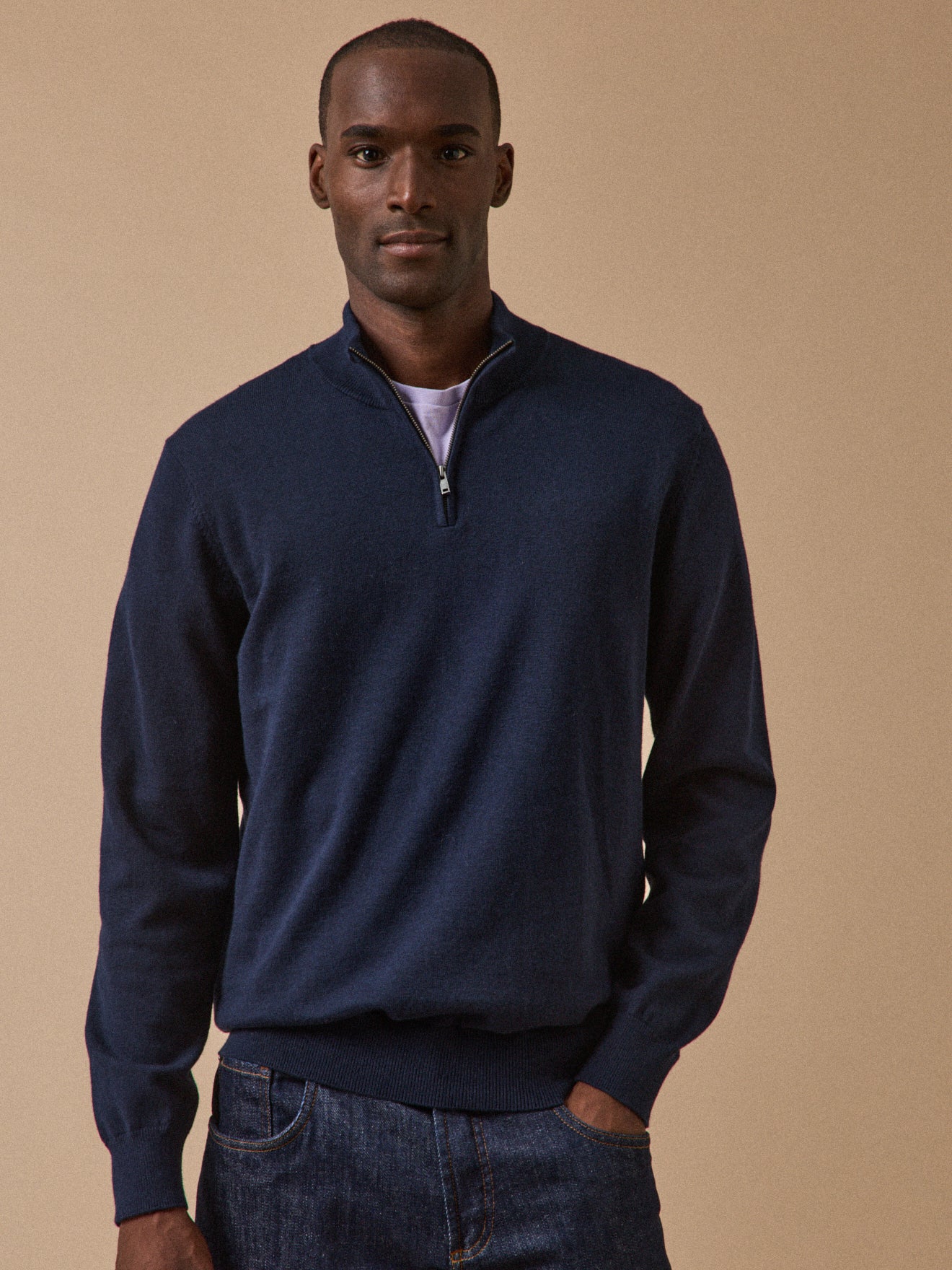 Damenpullover mit Stehkragen aus Bio-Baumwolle und Cashmere