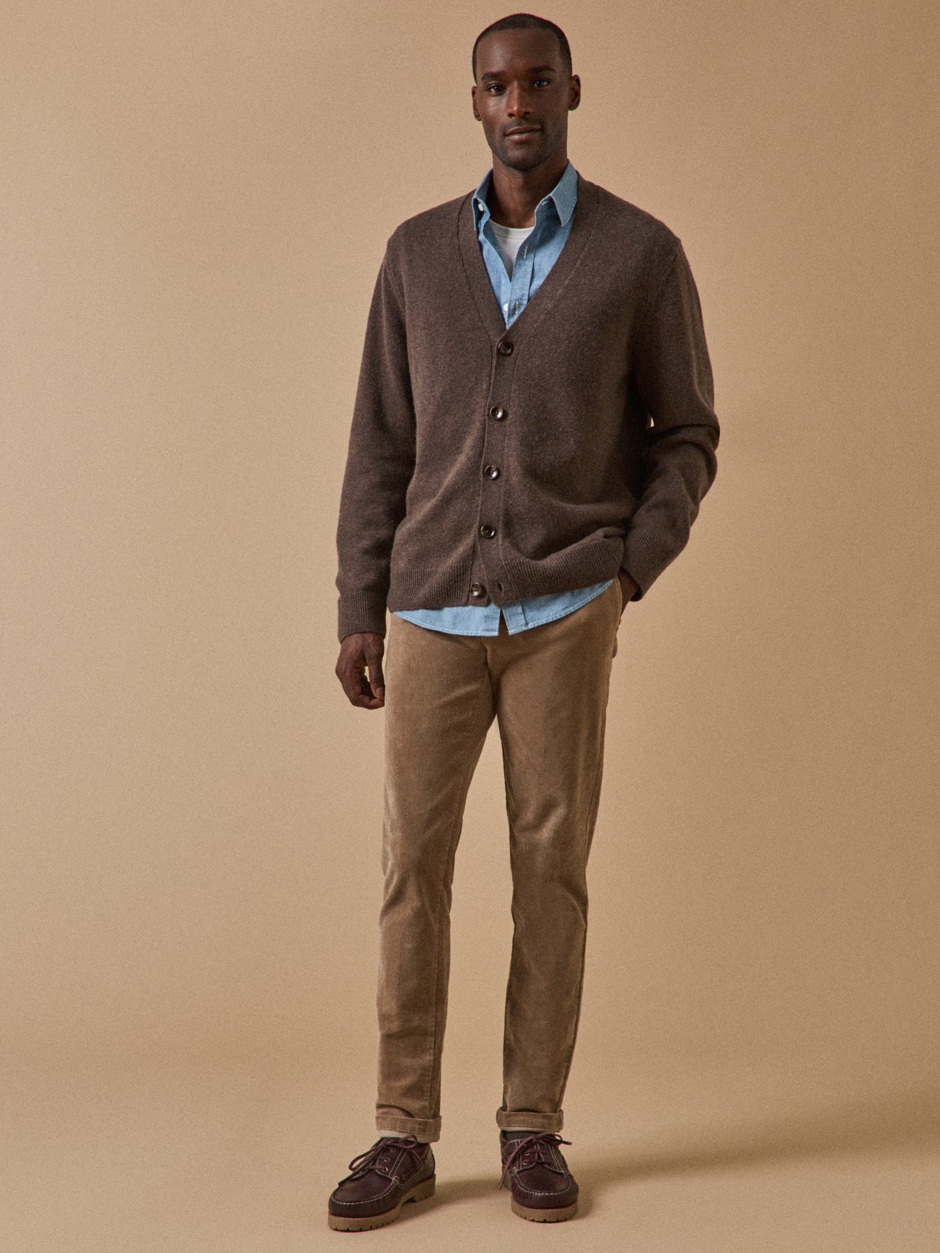 Herren-Cardigan mit V-Ausschnitt aus Bio-Baumwolle und Cashmere