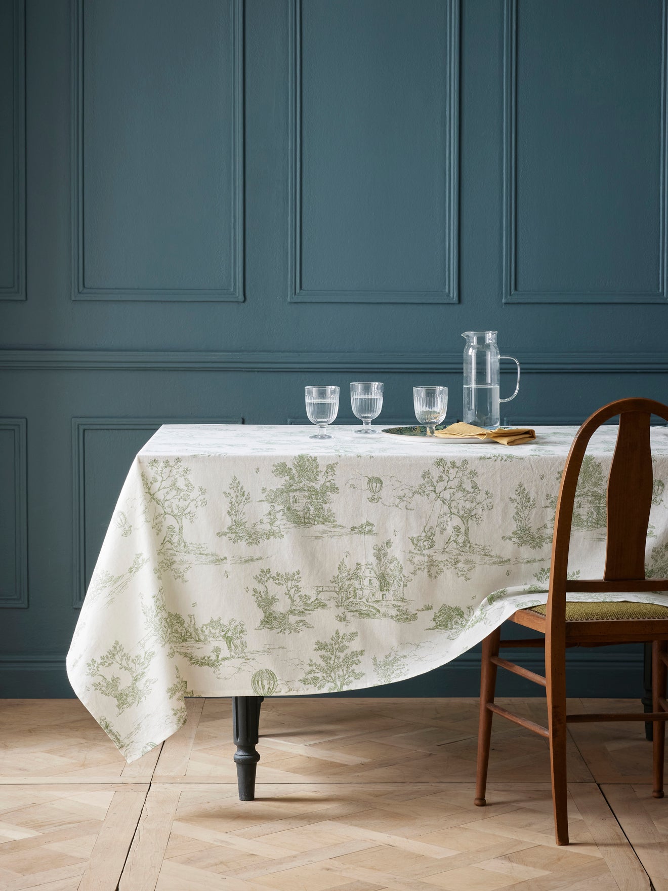 Servietten im 4er-Set aus Baumwolle und Viskose im Toile-de-Jouy-Esprit