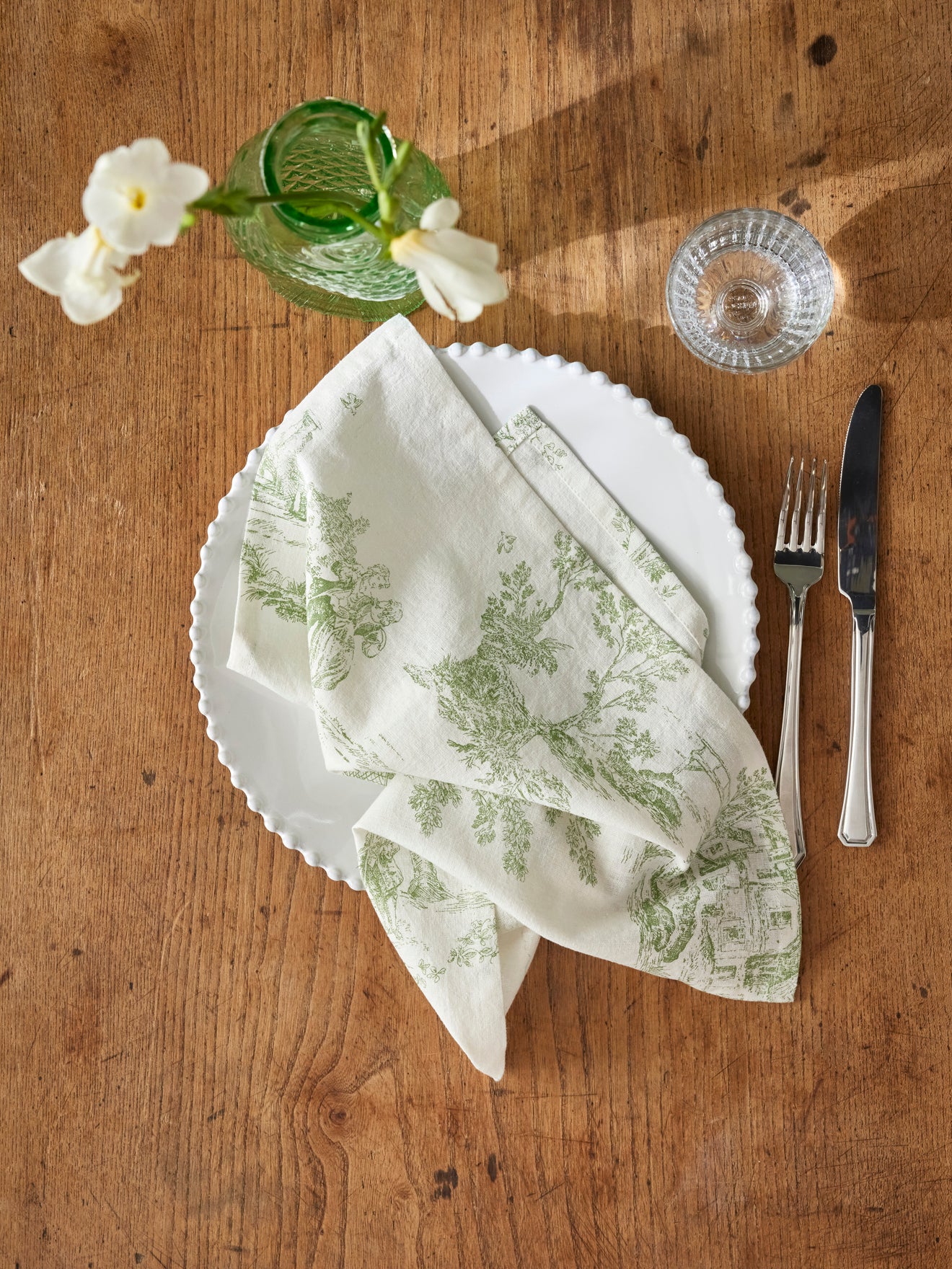 Servietten im 4er-Set aus Baumwolle und Viskose im Toile-de-Jouy-Esprit