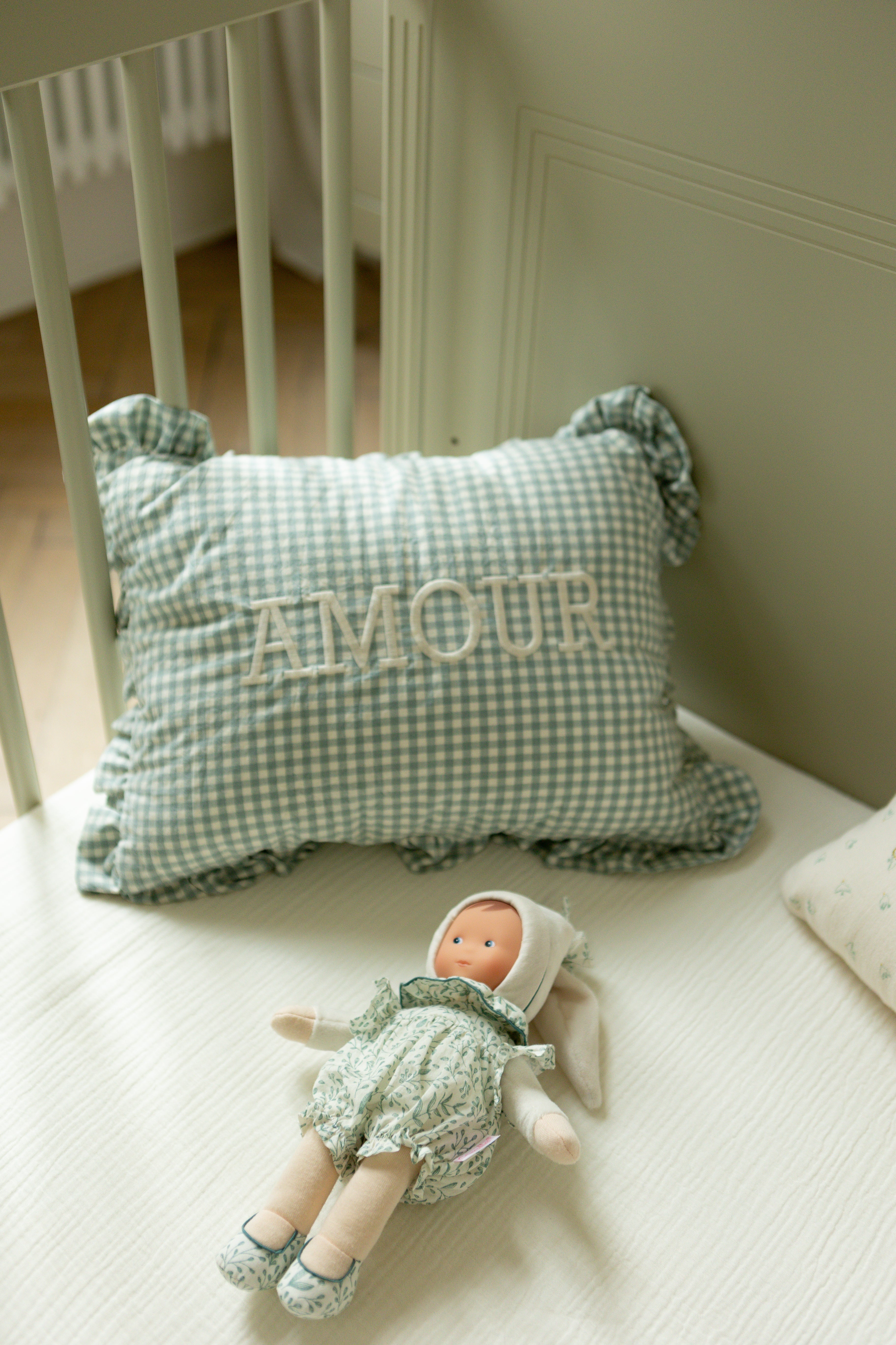 Kissen « Amour » mit Vichy-Print