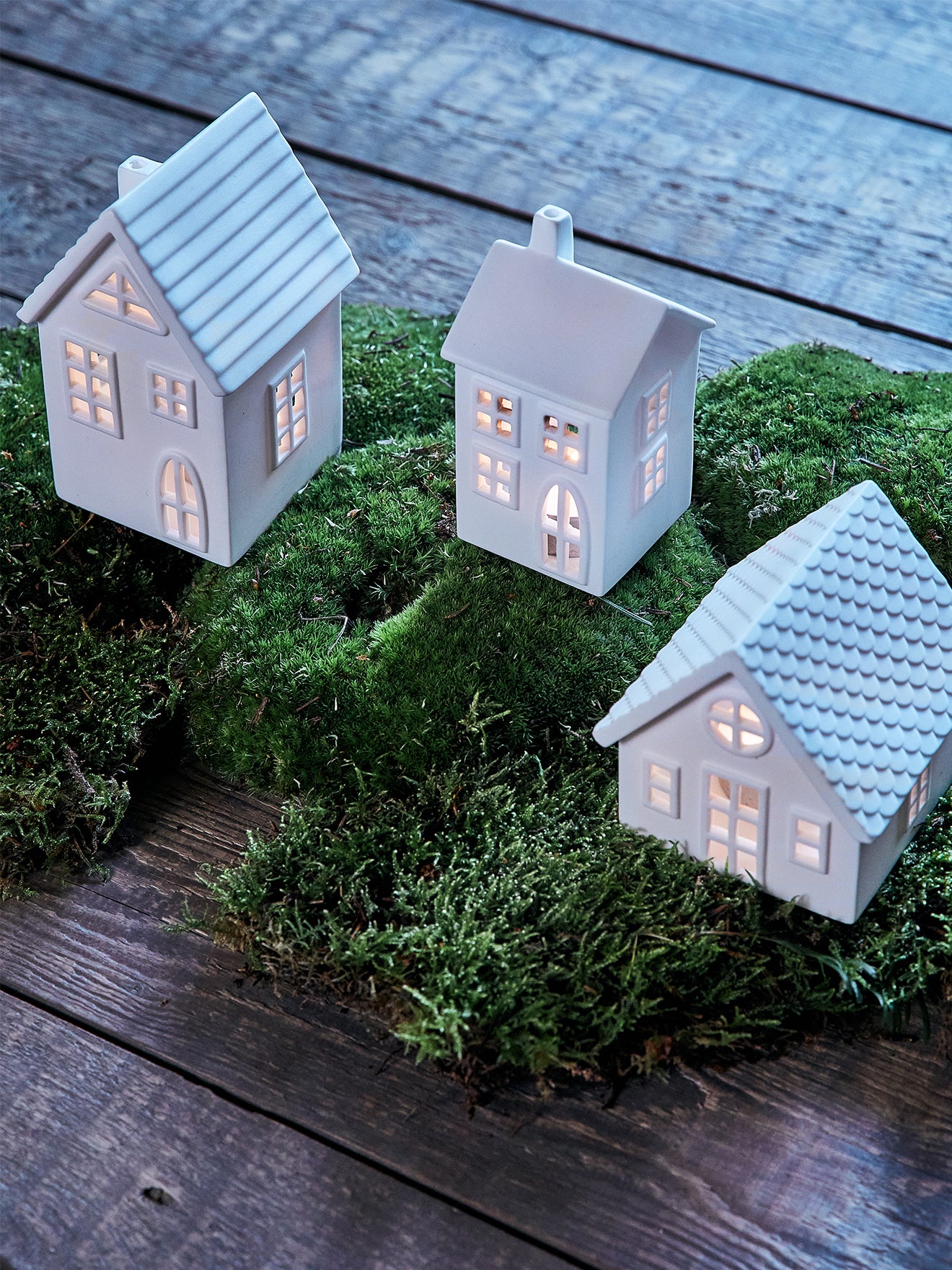 Windlichthaus aus Keramik im 3er-Set