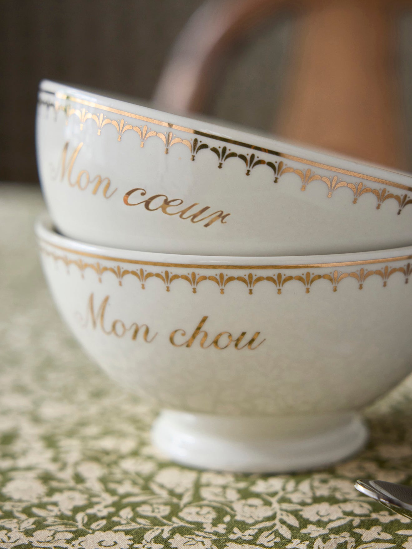 Schale aus Porzellan im 2er-Set - « Mon coeur » « Mon chou »