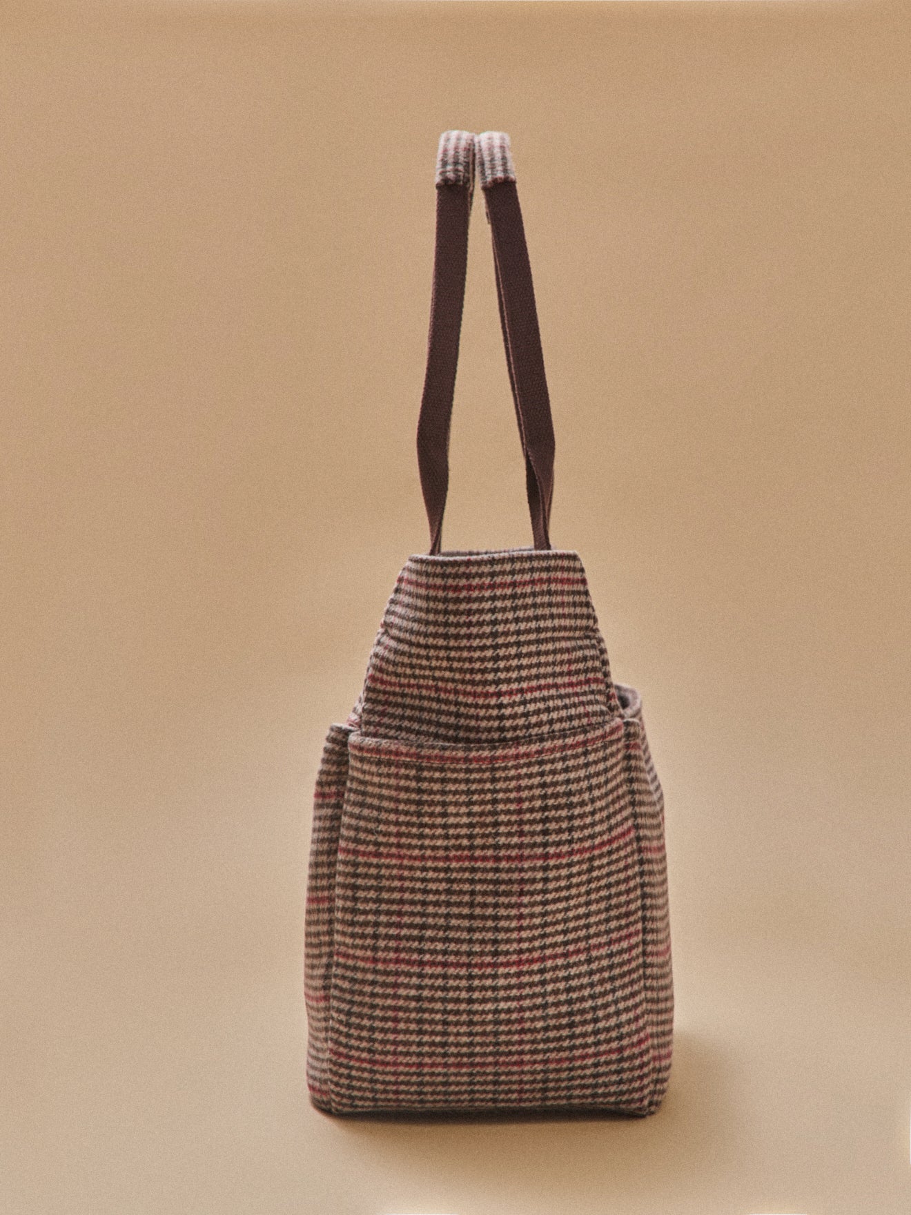 Damen-Shopper aus Wollstoff mit Hahnentrittmuster