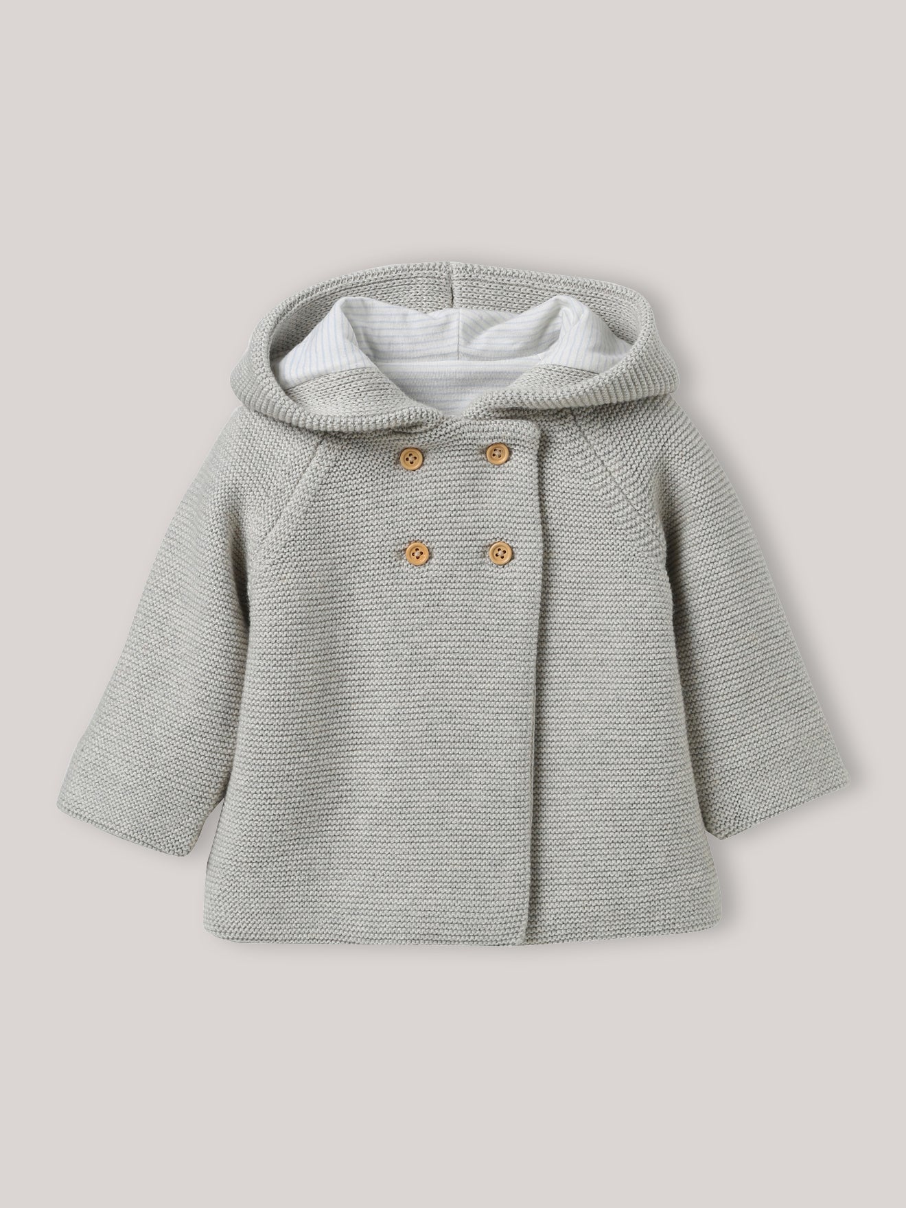 Baby-Strickjacke aus Baumwolle und Wolle, gefüttert