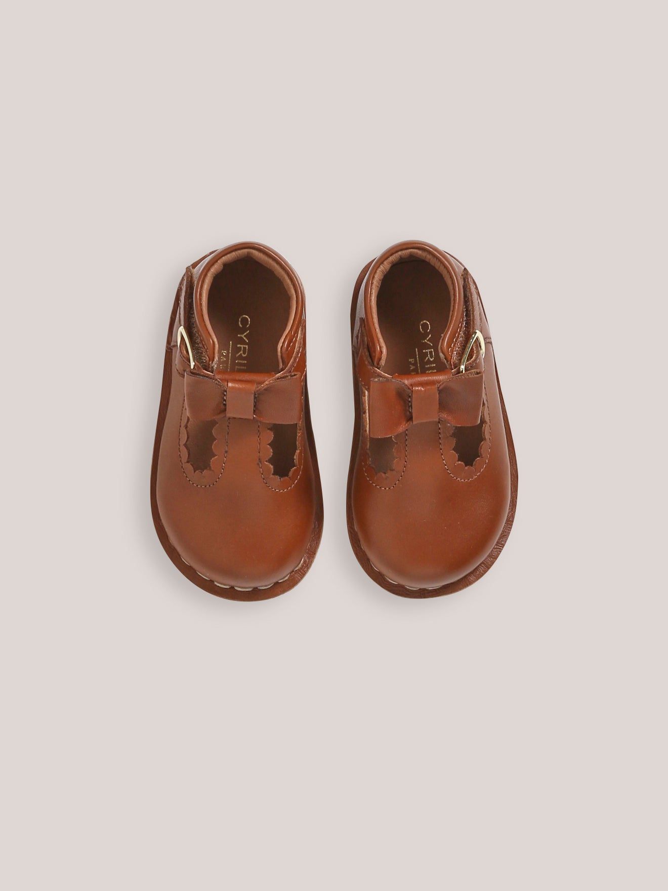 Baby-Spangenschuhe aus Leder mit Zierschleife