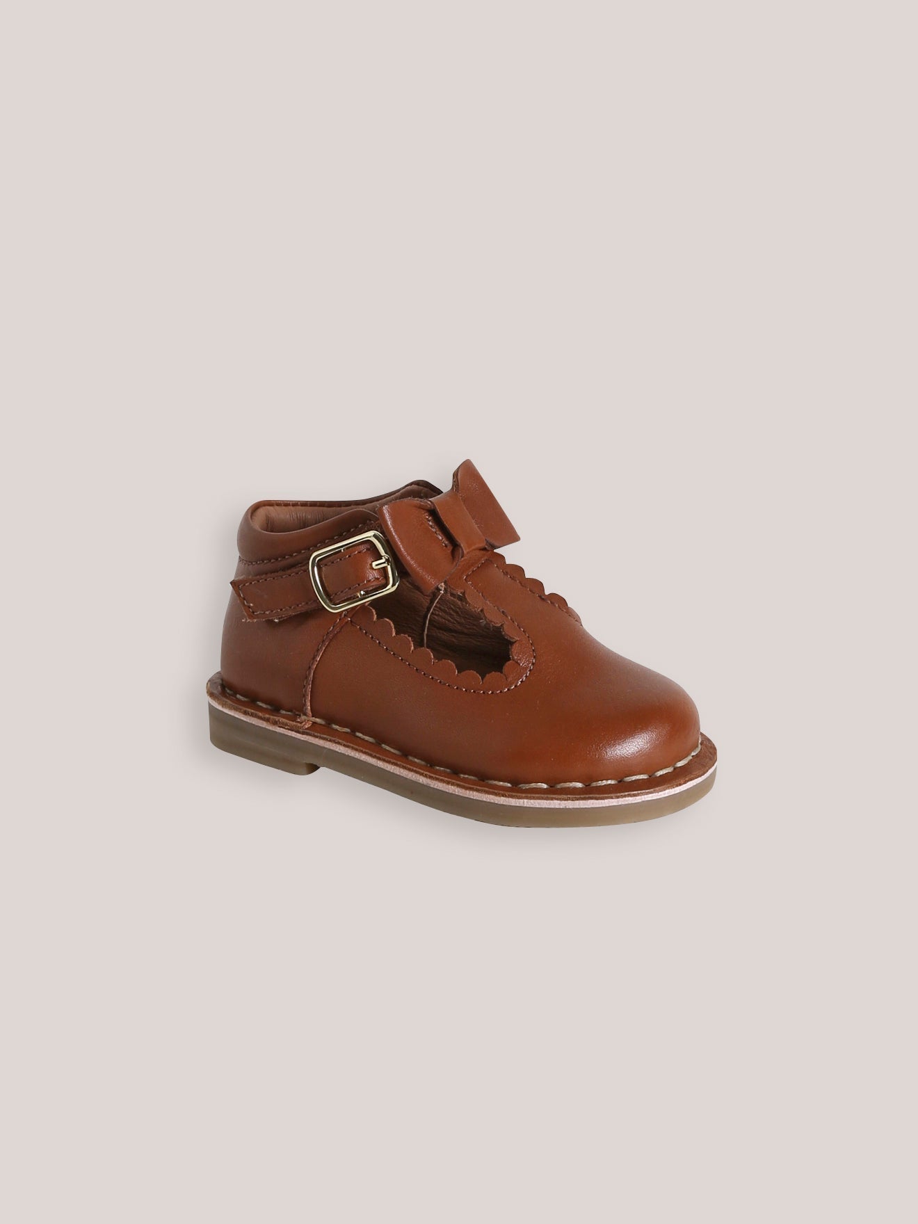 Baby-Spangenschuhe aus Leder mit Zierschleife