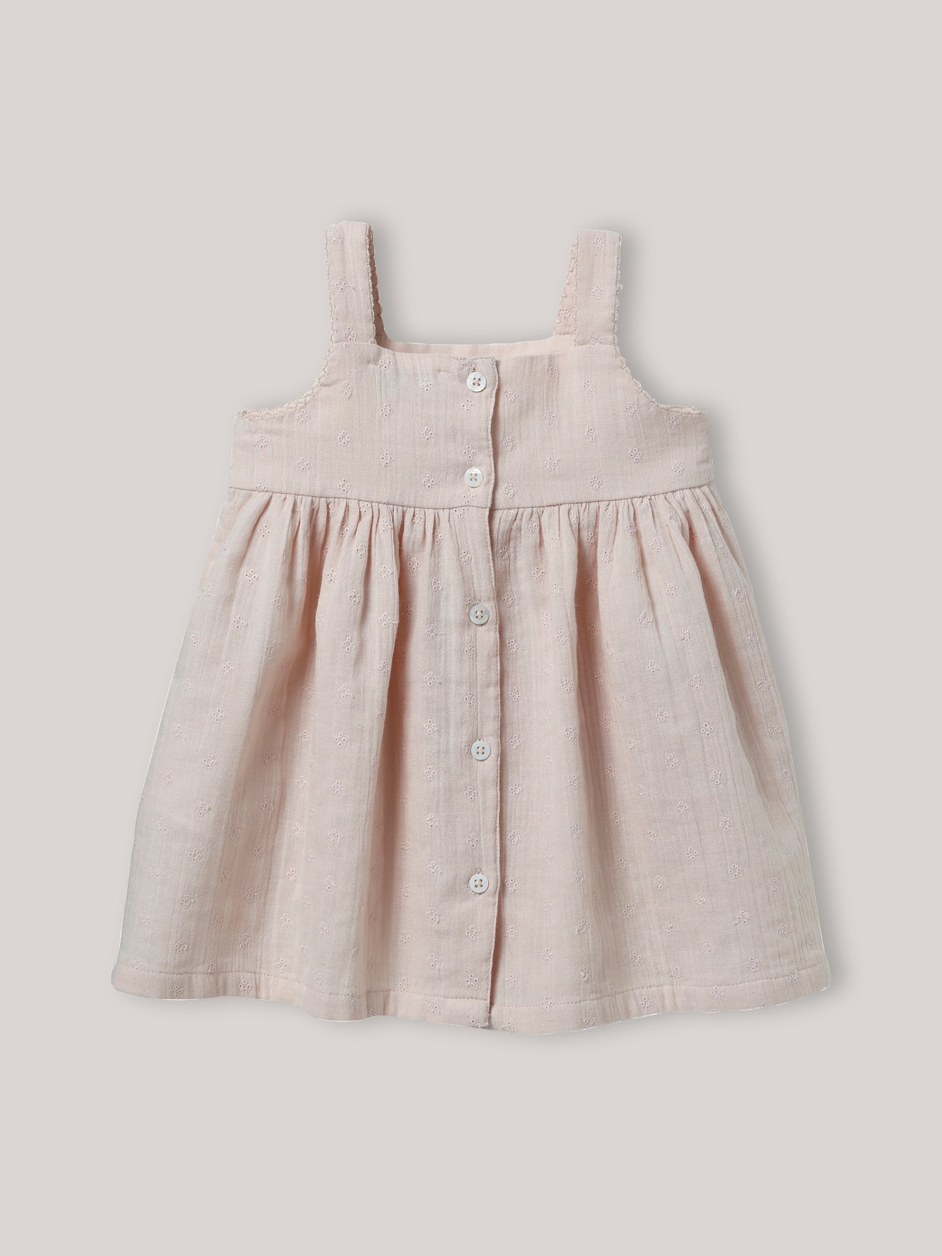 Babykleid aus doppelter Gaze mit Stickerei