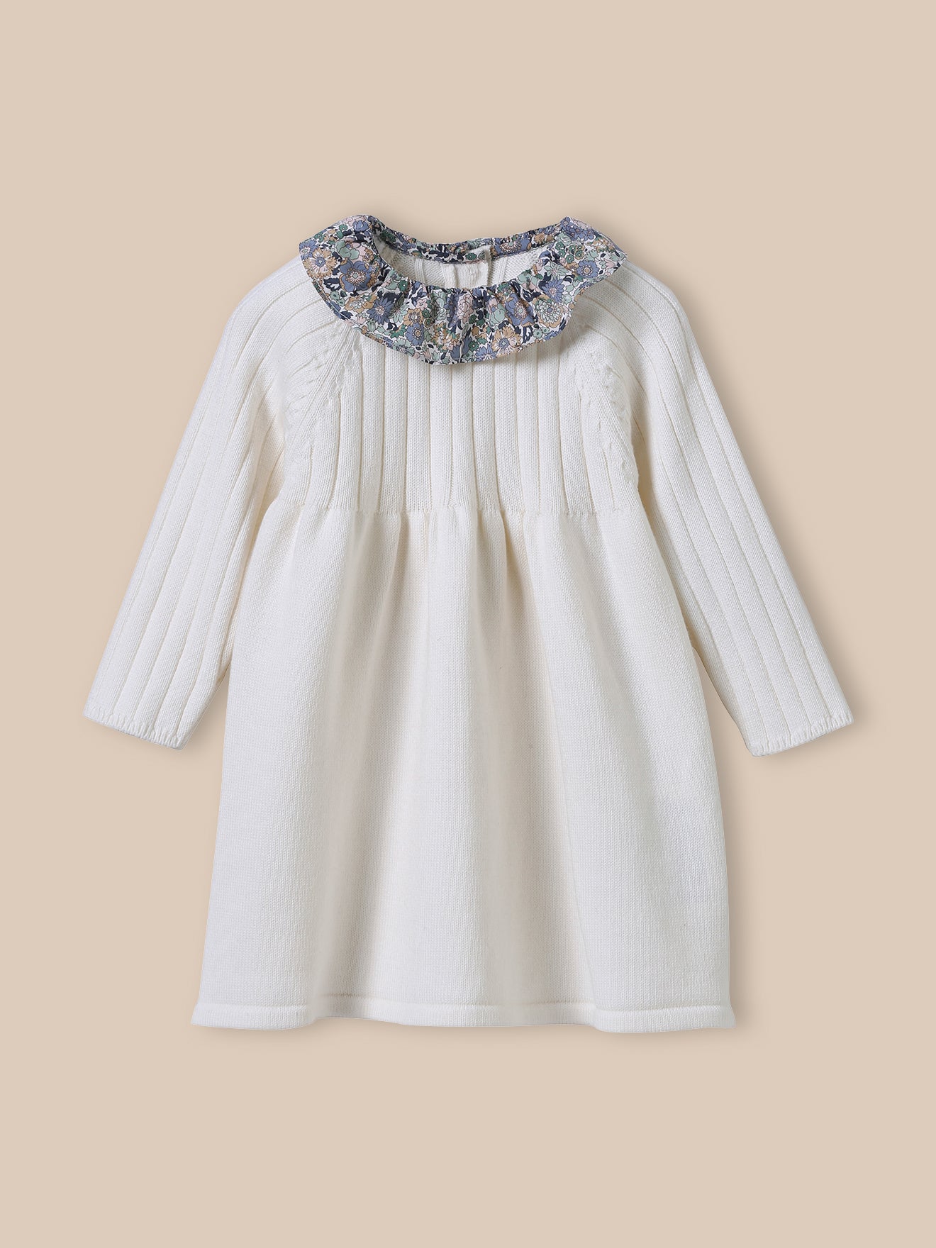 Baby-Strickkleid mit Kragen aus Liberty®-Stoff