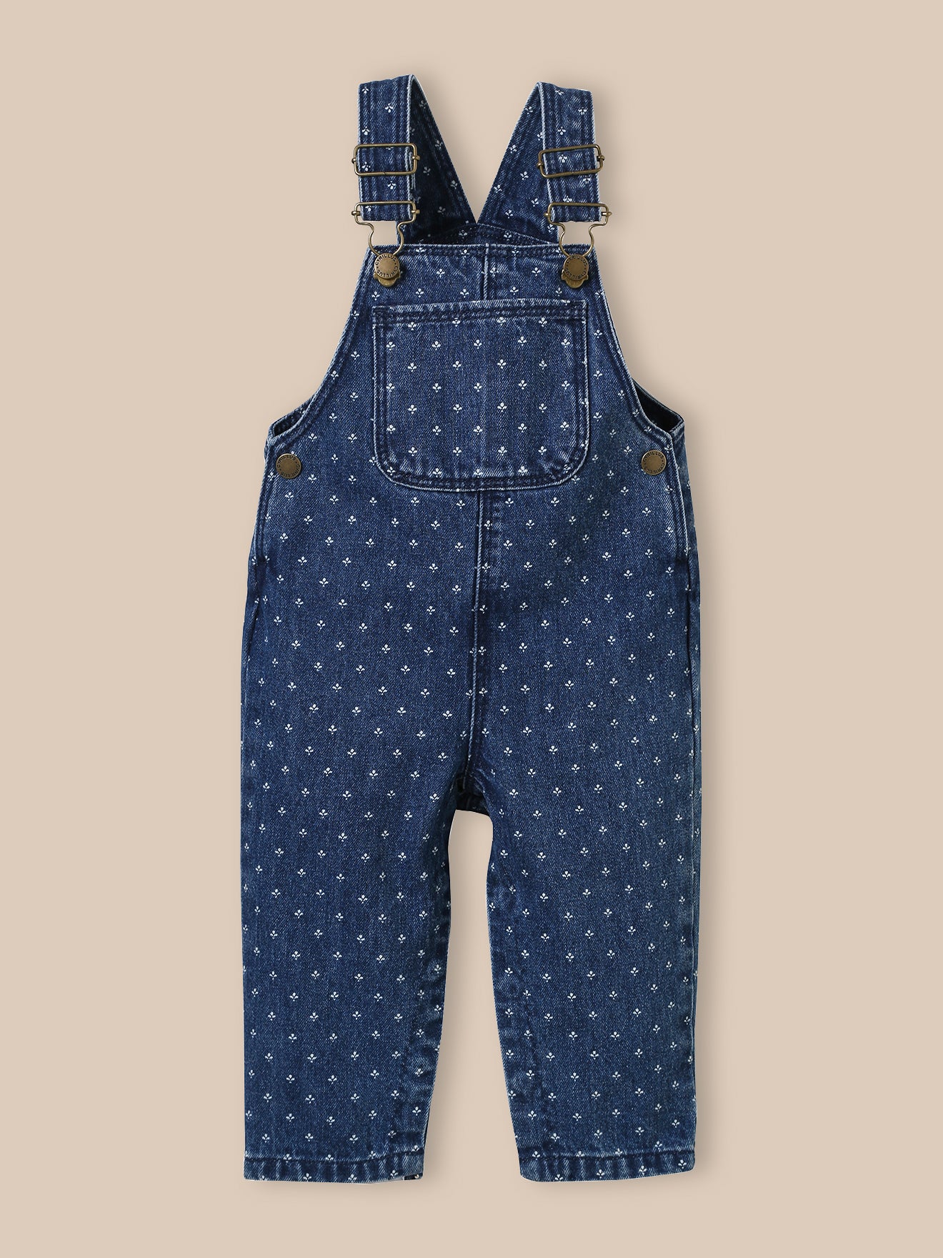 Baby-Latzhose aus Denim mit Allover-Print