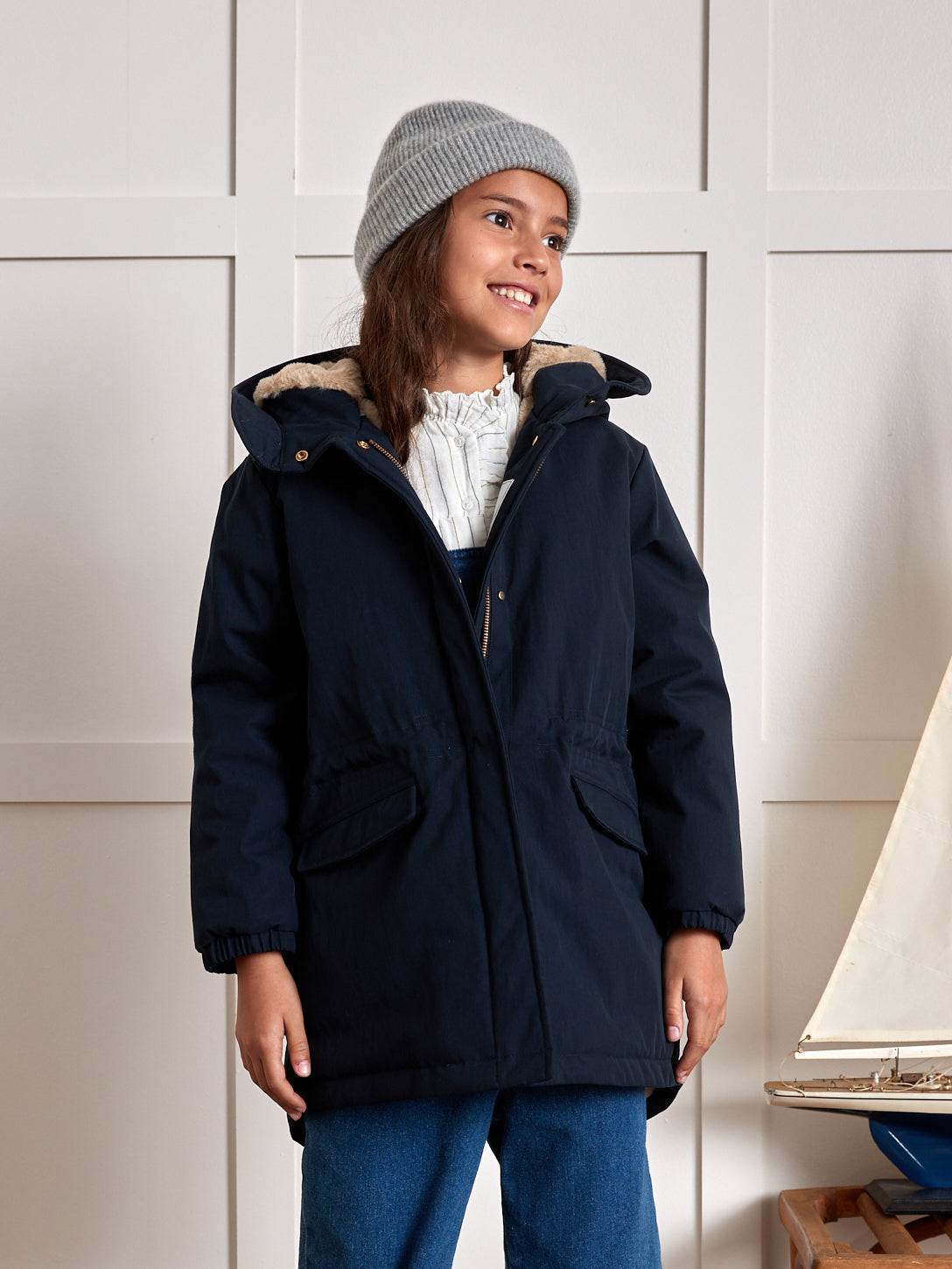 Mädchen-Parka mit Futter aus Pelzimitat