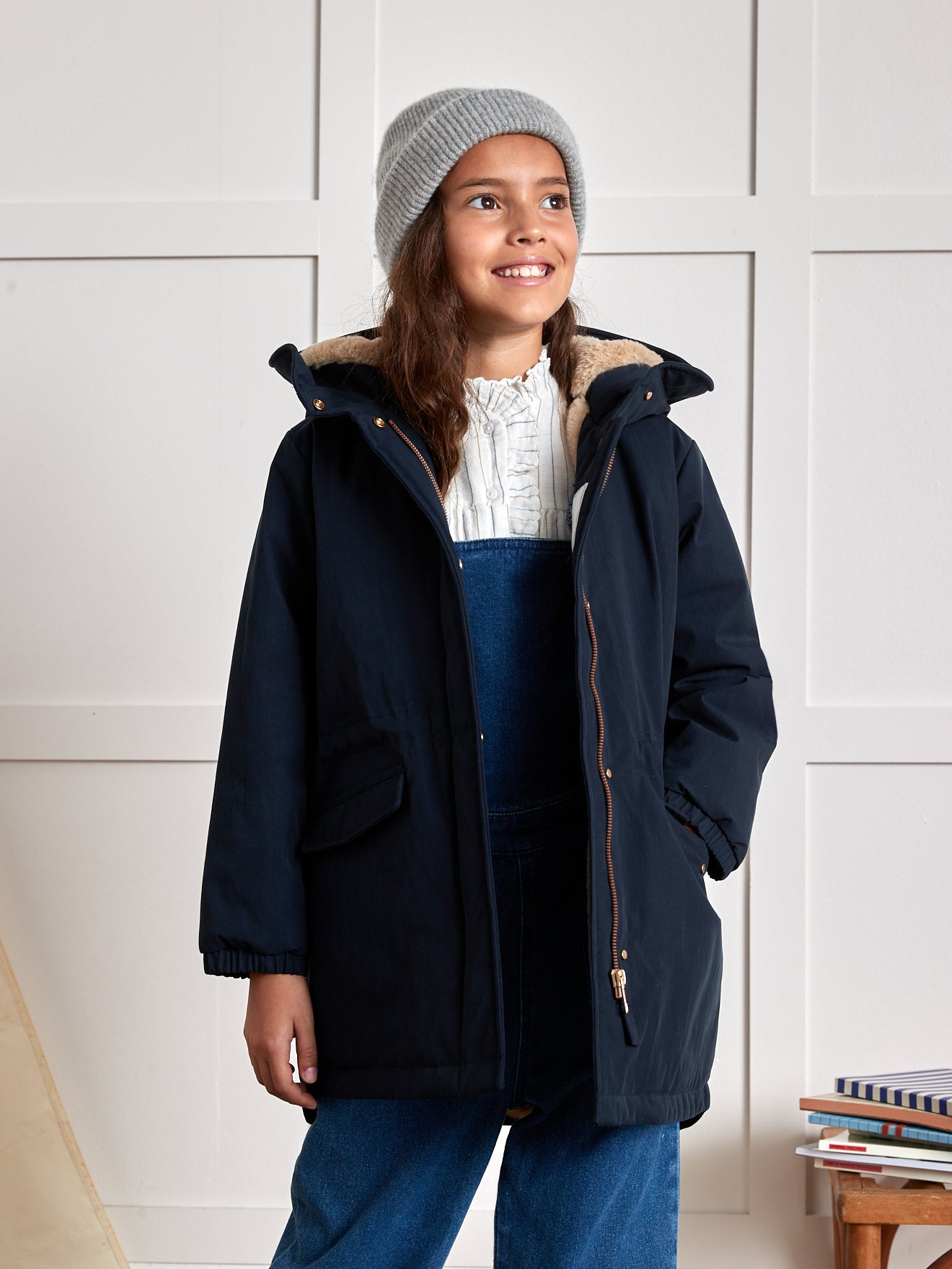 Mädchen-Parka mit Futter aus Pelzimitat