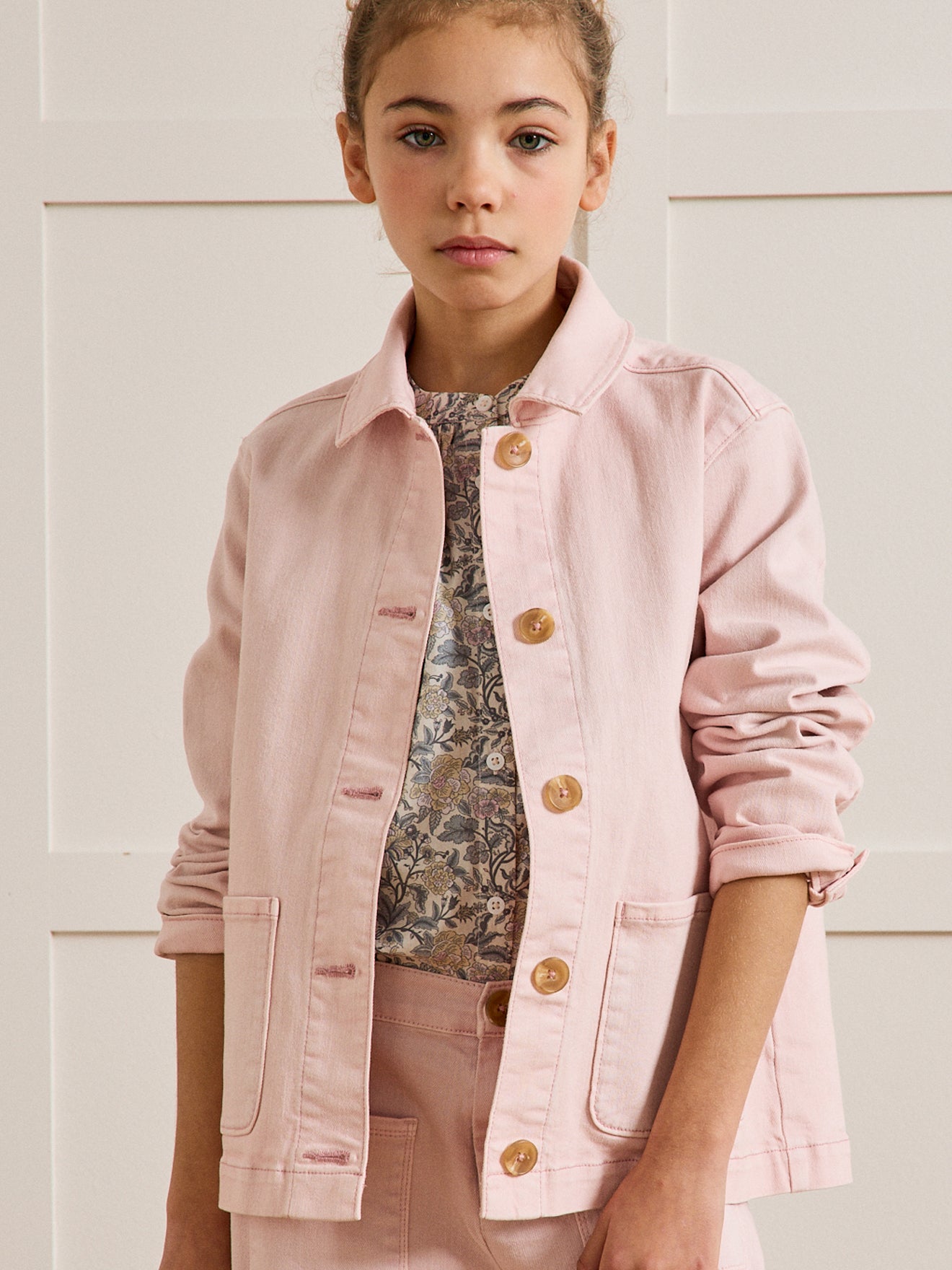 Mädchen-Jeansjacke im « Worker »-Look
