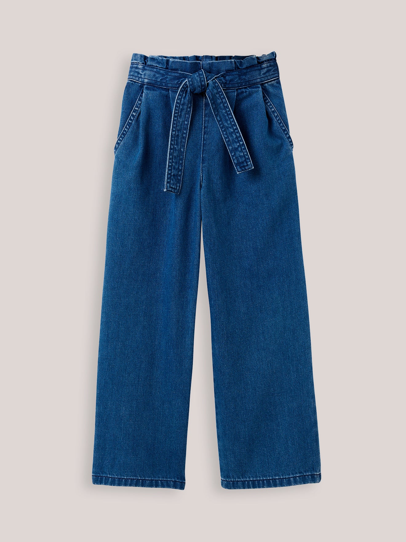 Mädchenhose aus leichtem Denim, weit geschnitten