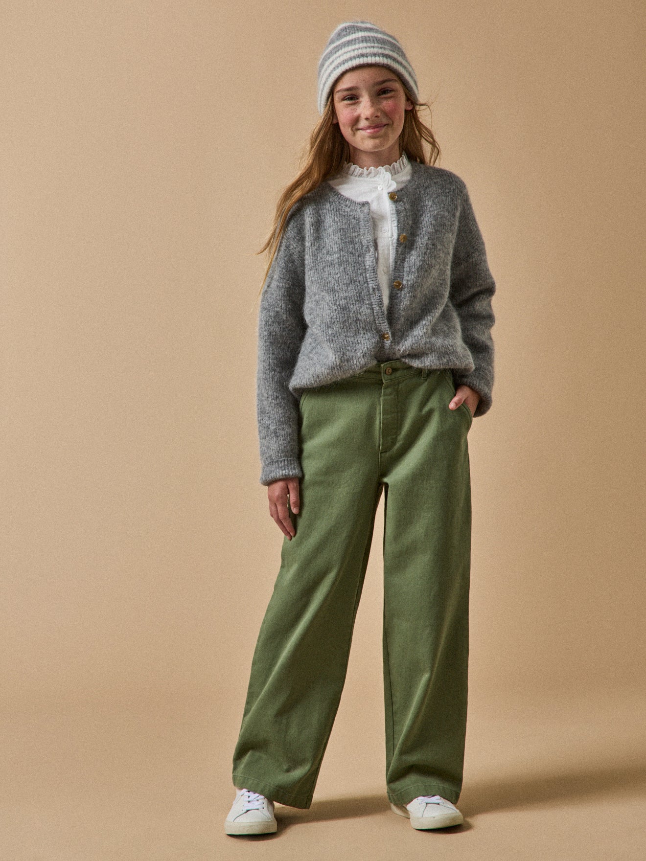 Mädchenhose, weit, aus Twill