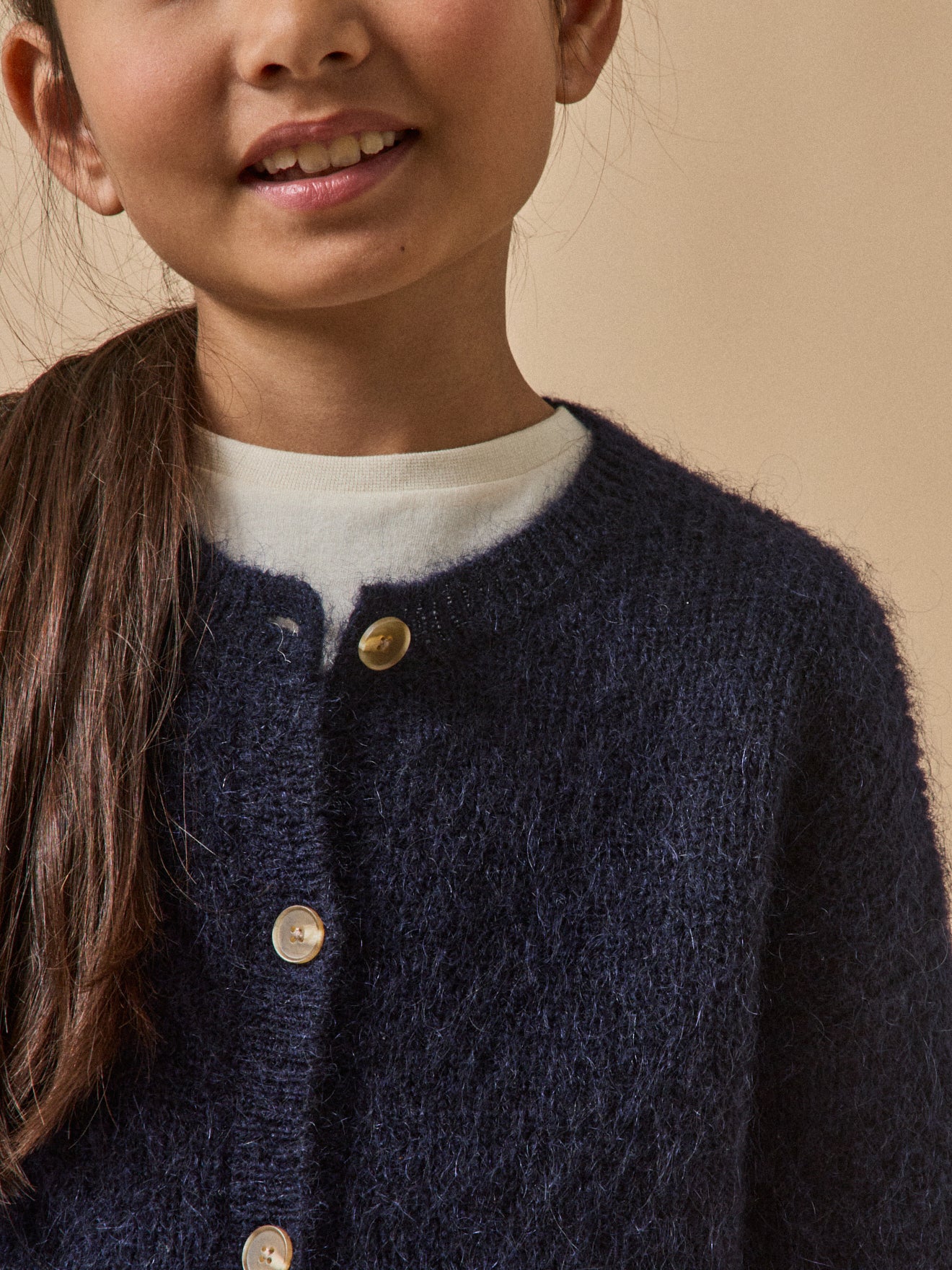 Mädchen-Cardigan mit Wolle und Mohair