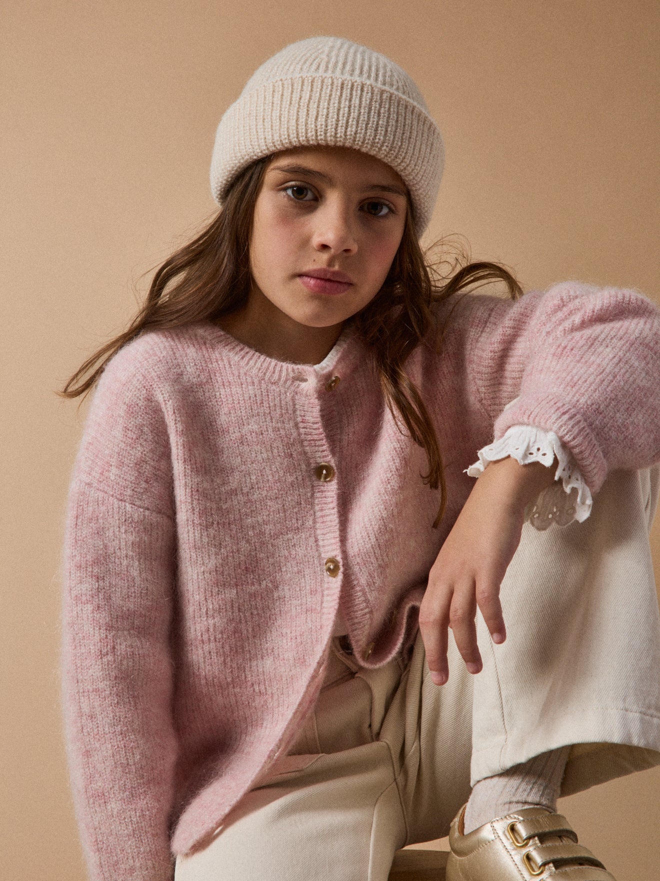 Mädchen-Cardigan mit Wolle und Mohair